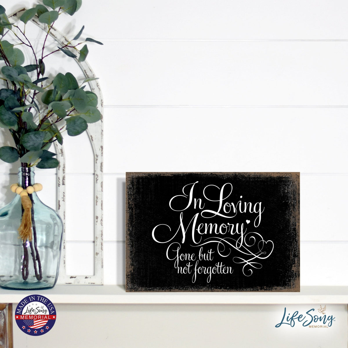 Modern Inspirational Memorial 5.5x 8 inches Wooden Sign Gone But Not Forgotten - Plaque Tabletop Decoration Loss of Loved One Bereavement Sympathy Keepsake - LifeSong Milestones