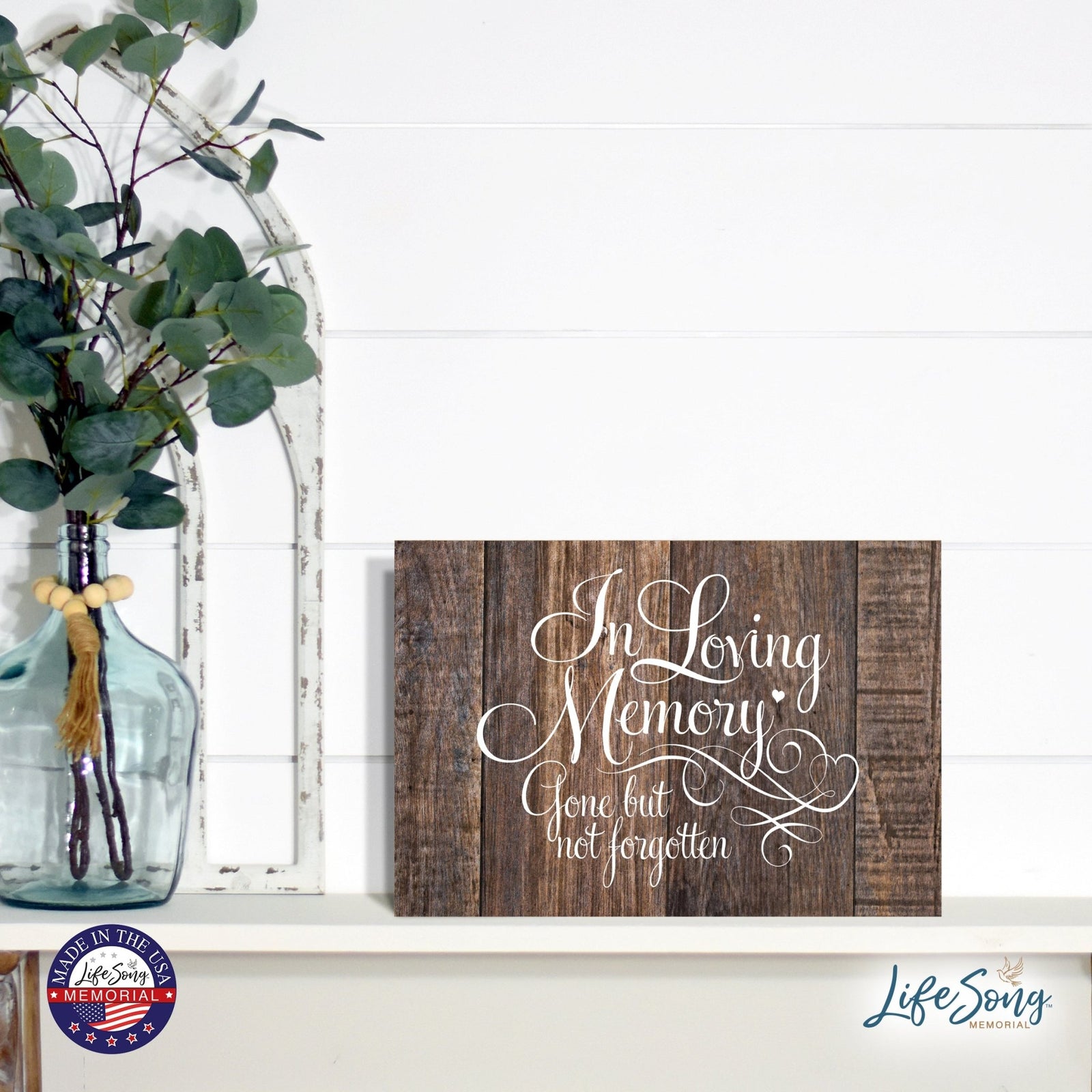Modern Inspirational Memorial 5.5x 8 inches Wooden Sign Gone But Not Forgotten - Plaque Tabletop Decoration Loss of Loved One Bereavement Sympathy Keepsake - LifeSong Milestones