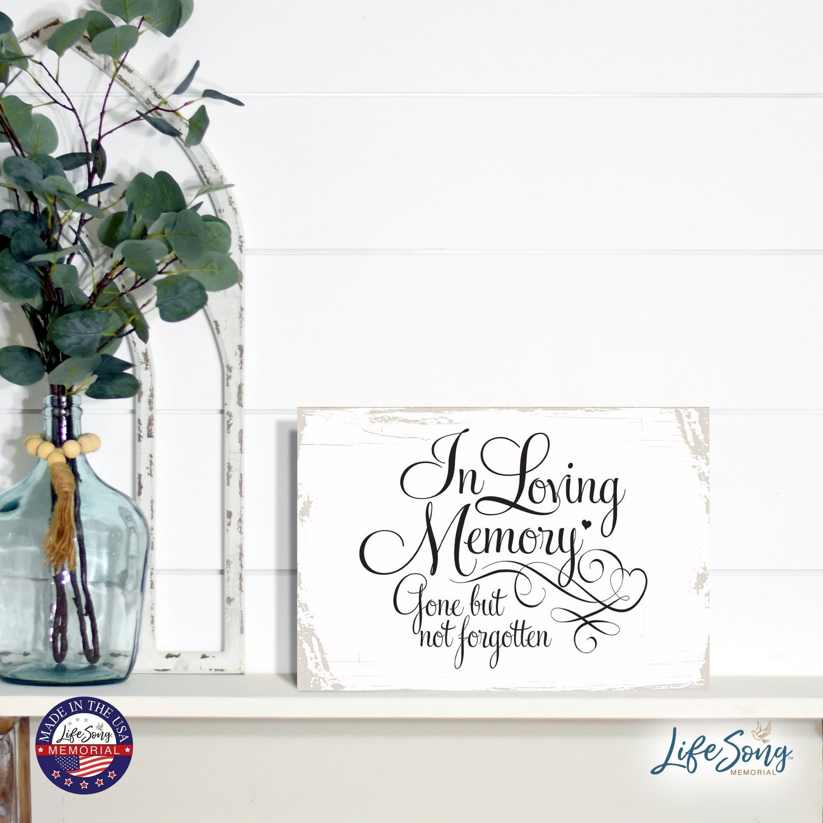 Modern Inspirational Memorial 5.5x 8 inches Wooden Sign Gone But Not Forgotten - Plaque Tabletop Decoration Loss of Loved One Bereavement Sympathy Keepsake - LifeSong Milestones