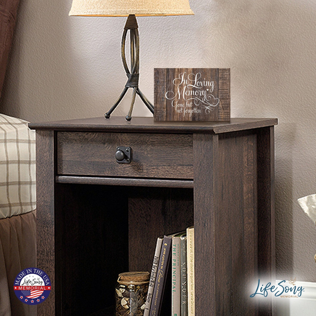 Modern Inspirational Memorial 5.5x 8 inches Wooden Sign Gone But Not Forgotten - Plaque Tabletop Decoration Loss of Loved One Bereavement Sympathy Keepsake - LifeSong Milestones