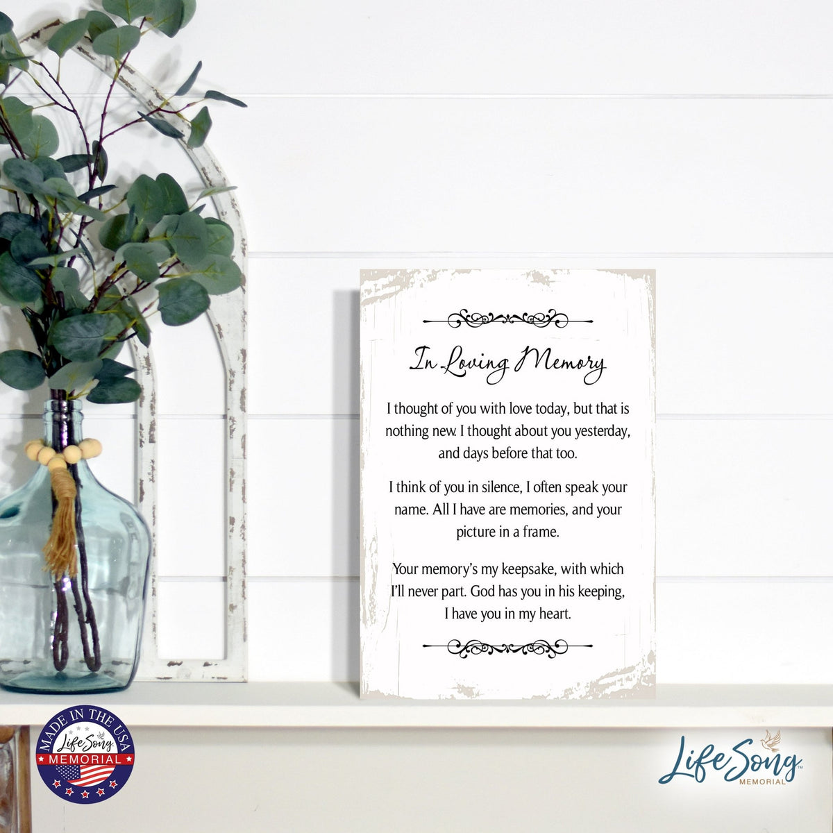 Modern Inspirational Memorial 5.5x 8 inches Wooden Sign I Have You In My Heart - Plaque Tabletop Decoration Loss of Loved One Bereavement Sympathy Keepsake - LifeSong Milestones