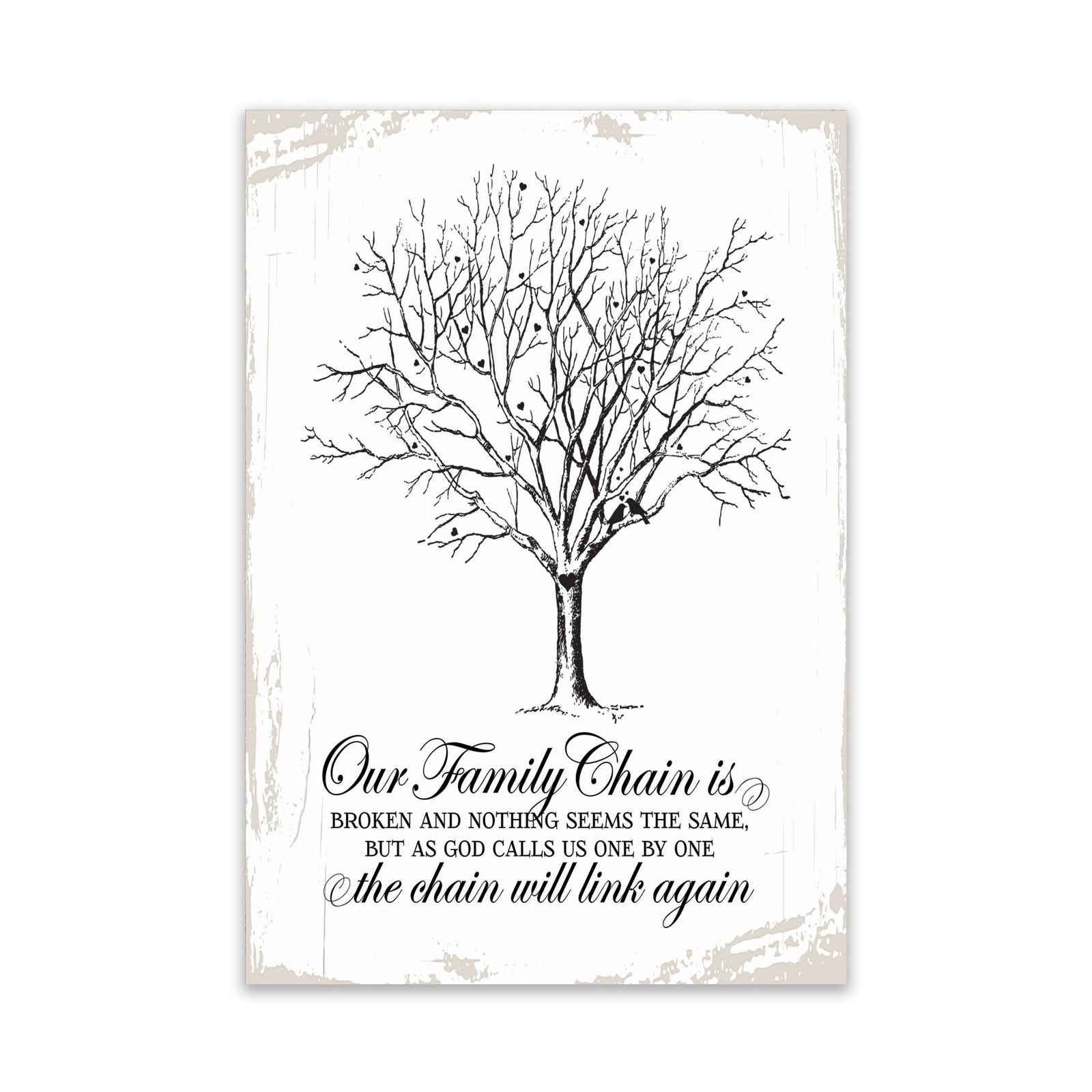 Modern Inspirational Memorial 5.5x 8 inches Wooden Sign Our Family Chain - Plaque Tabletop Decoration Loss of Loved One Bereavement Sympathy Keepsake - LifeSong Milestones