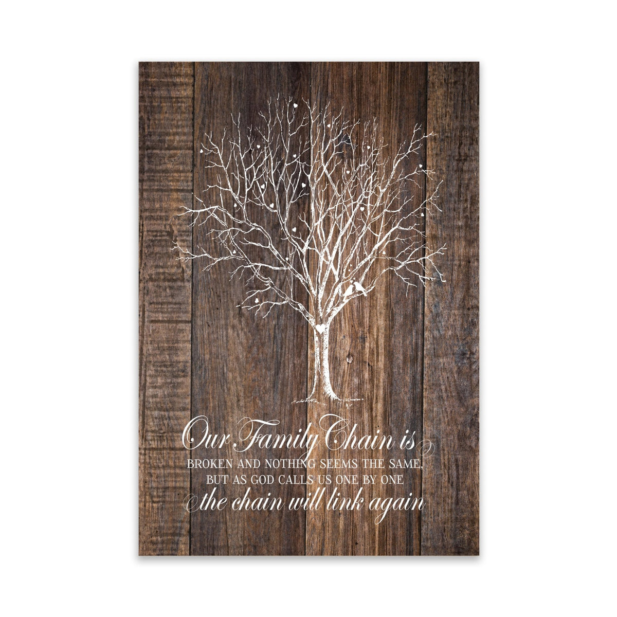 Modern Inspirational Memorial 5.5x 8 inches Wooden Sign Our Family Chain - Plaque Tabletop Decoration Loss of Loved One Bereavement Sympathy Keepsake - LifeSong Milestones