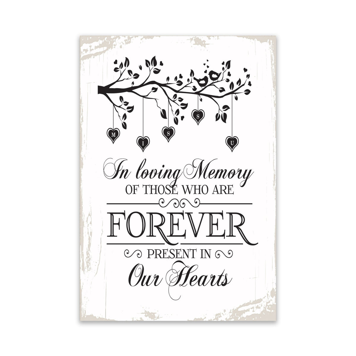 Modern Inspirational Memorial 5.5x 8 inches Wooden Sign Present In Our Hearts - Plaque Tabletop Decoration Loss of Loved One Bereavement Sympathy Keepsake - LifeSong Milestones