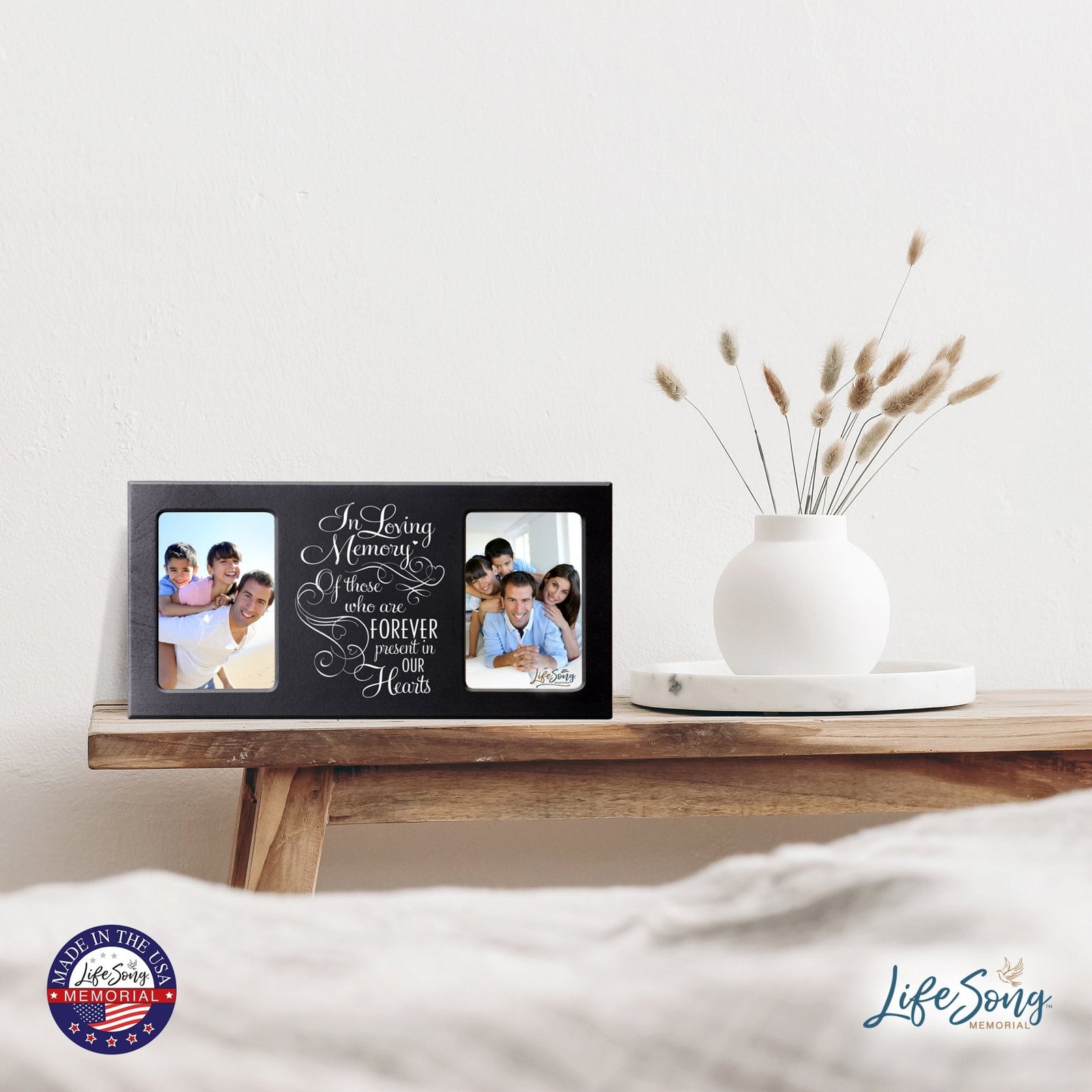 Modern Inspirational Memorial Picture Frame 16x8in In Loving Memory Of Those Holds Two 4x6in Photos - LifeSong Milestones