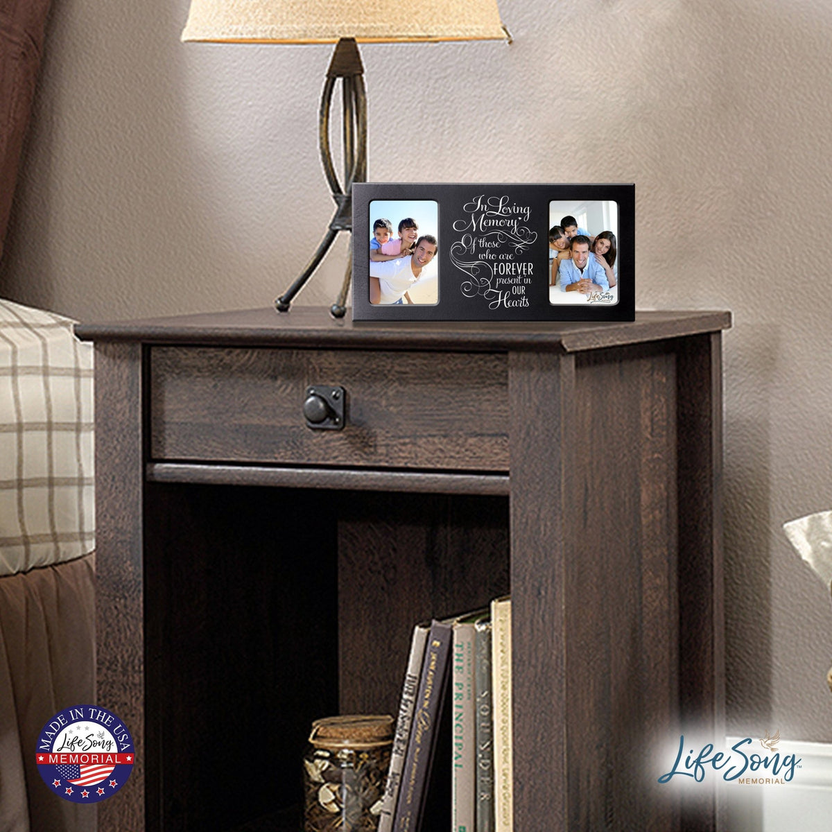 Modern Inspirational Memorial Picture Frame 16x8in In Loving Memory Of Those Holds Two 4x6in Photos - LifeSong Milestones