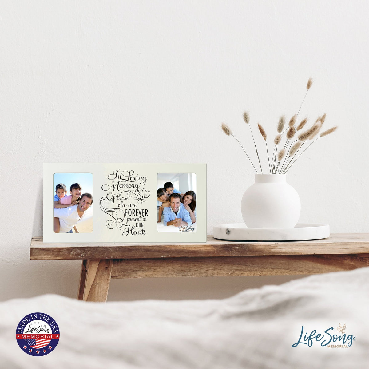 Modern Inspirational Memorial Picture Frame 16x8in In Loving Memory Of Those Holds Two 4x6in Photos - LifeSong Milestones