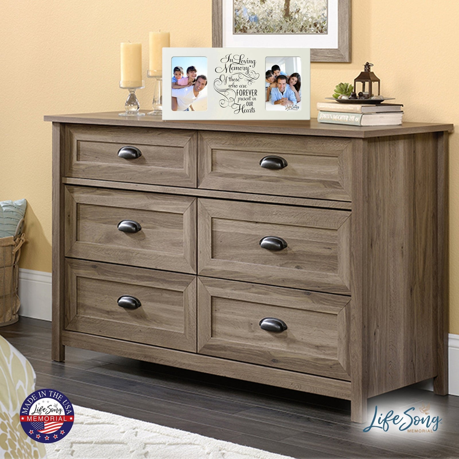 Modern Inspirational Memorial Picture Frame 16x8in In Loving Memory Of Those Holds Two 4x6in Photos - LifeSong Milestones