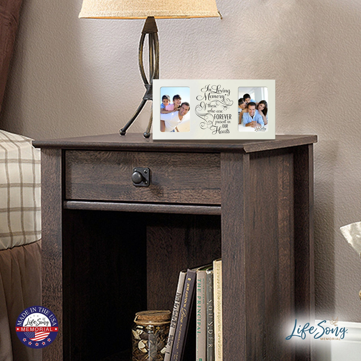 Modern Inspirational Memorial Picture Frame 16x8in In Loving Memory Of Those Holds Two 4x6in Photos - LifeSong Milestones