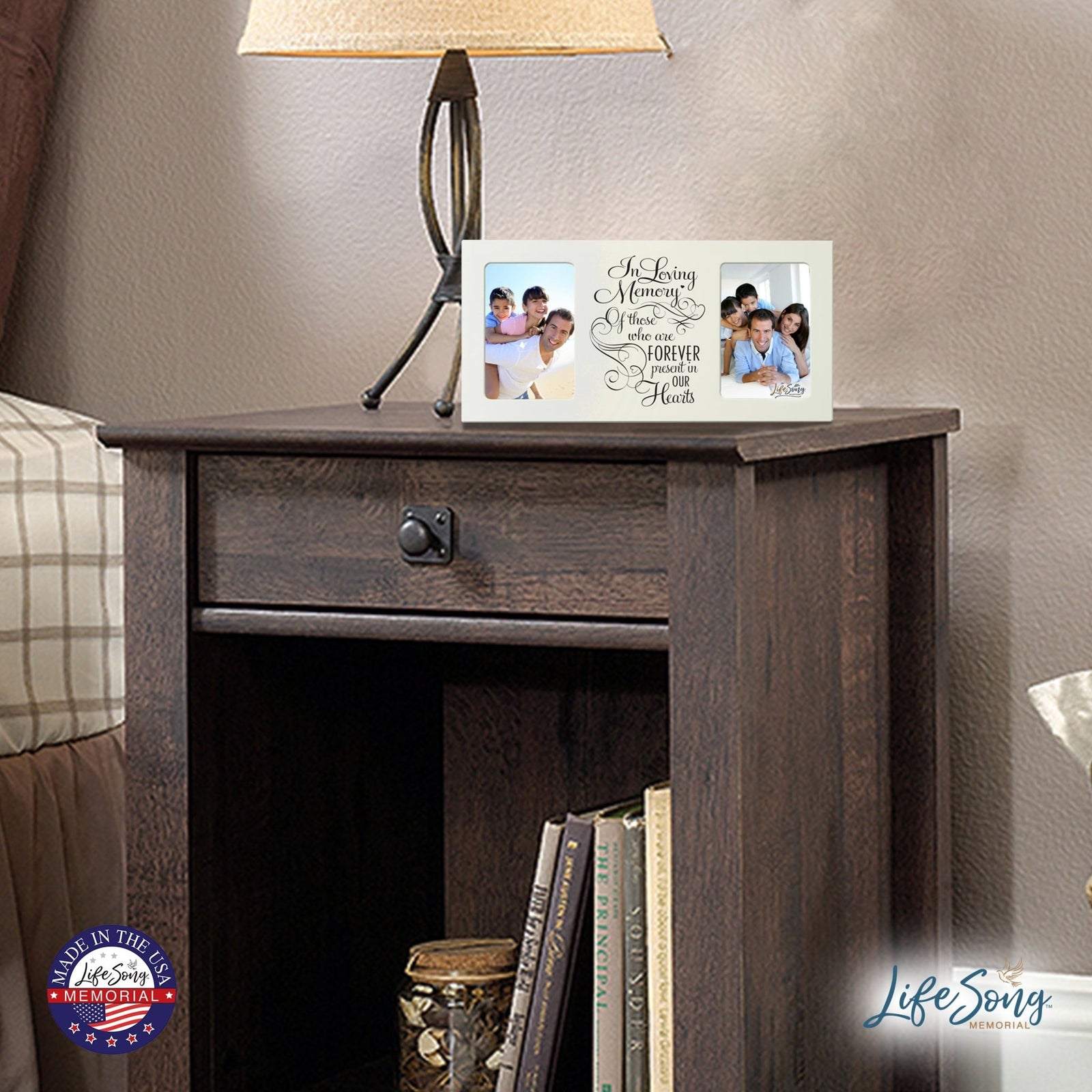 Modern Inspirational Memorial Picture Frame 16x8in In Loving Memory Of Those Holds Two 4x6in Photos - LifeSong Milestones