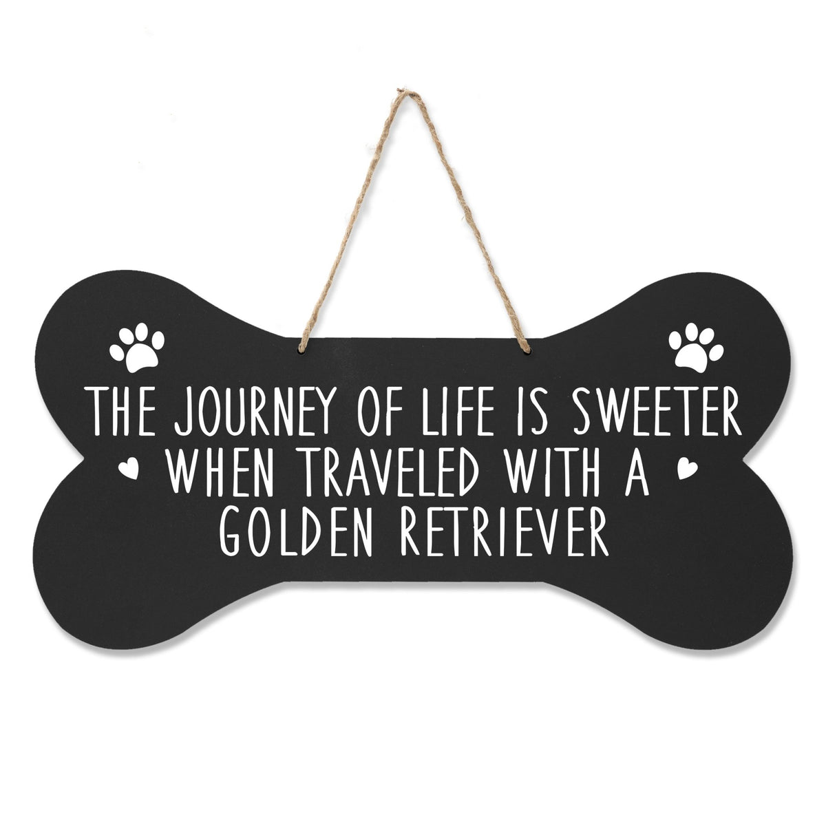 Modern Inspirational Memorial Wooden Golden Retriever 8x16in Dog Bone Rope Hanging Sign - LifeSong Milestones