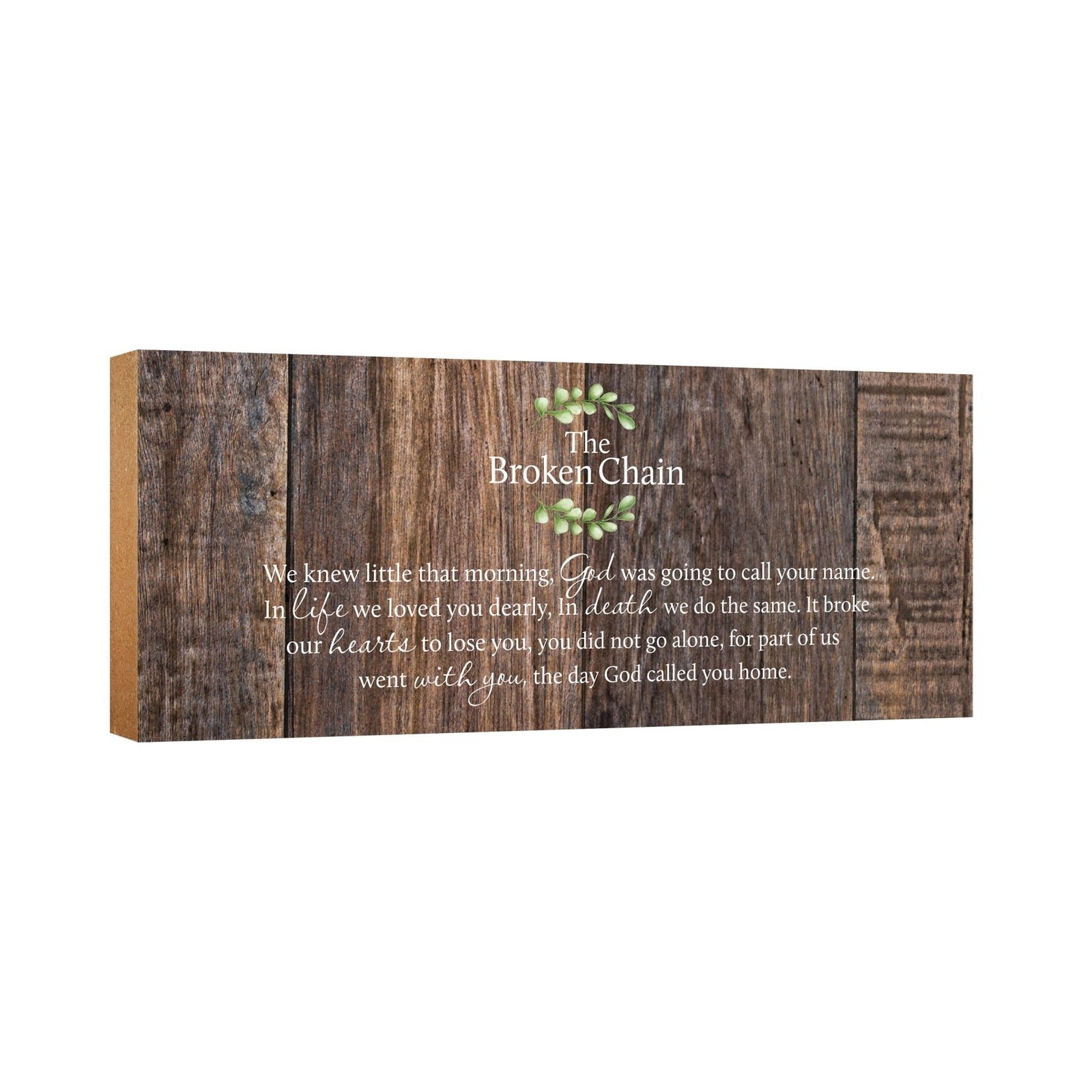 Modern Inspirational Pet Memorial 4x10 inches Wooden Sign (Broken Chain) Tabletop Plaque Home Decoration Loss of Pet Bereavement Sympathy Keepsake - LifeSong Milestones