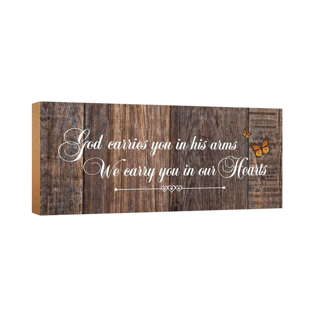 Modern Inspirational Pet Memorial 4x10 inches Wooden Sign (God Carries You) Tabletop Plaque Home Decoration Loss of Pet Bereavement Sympathy Keepsake - LifeSong Milestones
