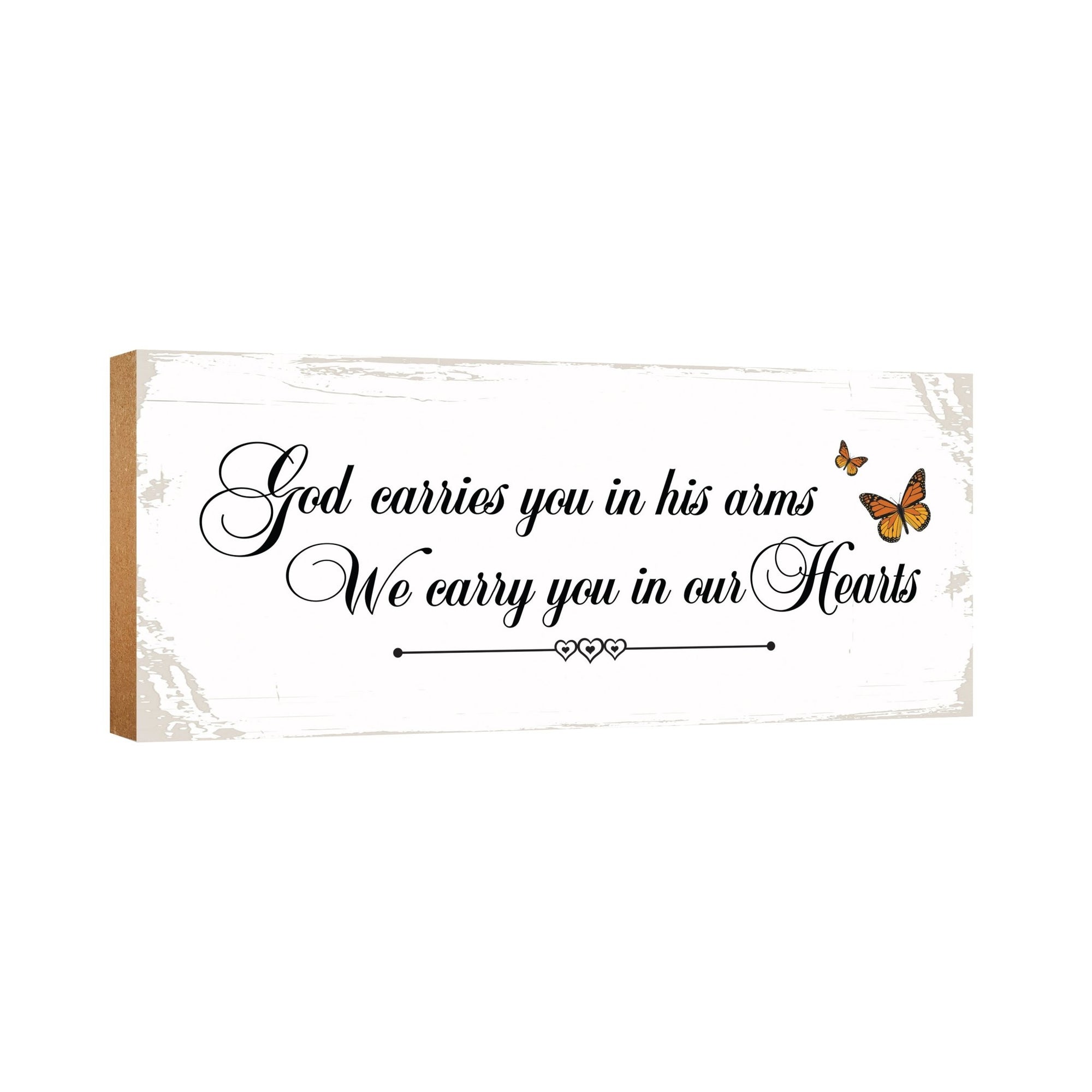Modern Inspirational Pet Memorial 4x10 inches Wooden Sign (God Carries You) Tabletop Plaque Home Decoration Loss of Pet Bereavement Sympathy Keepsake - LifeSong Milestones