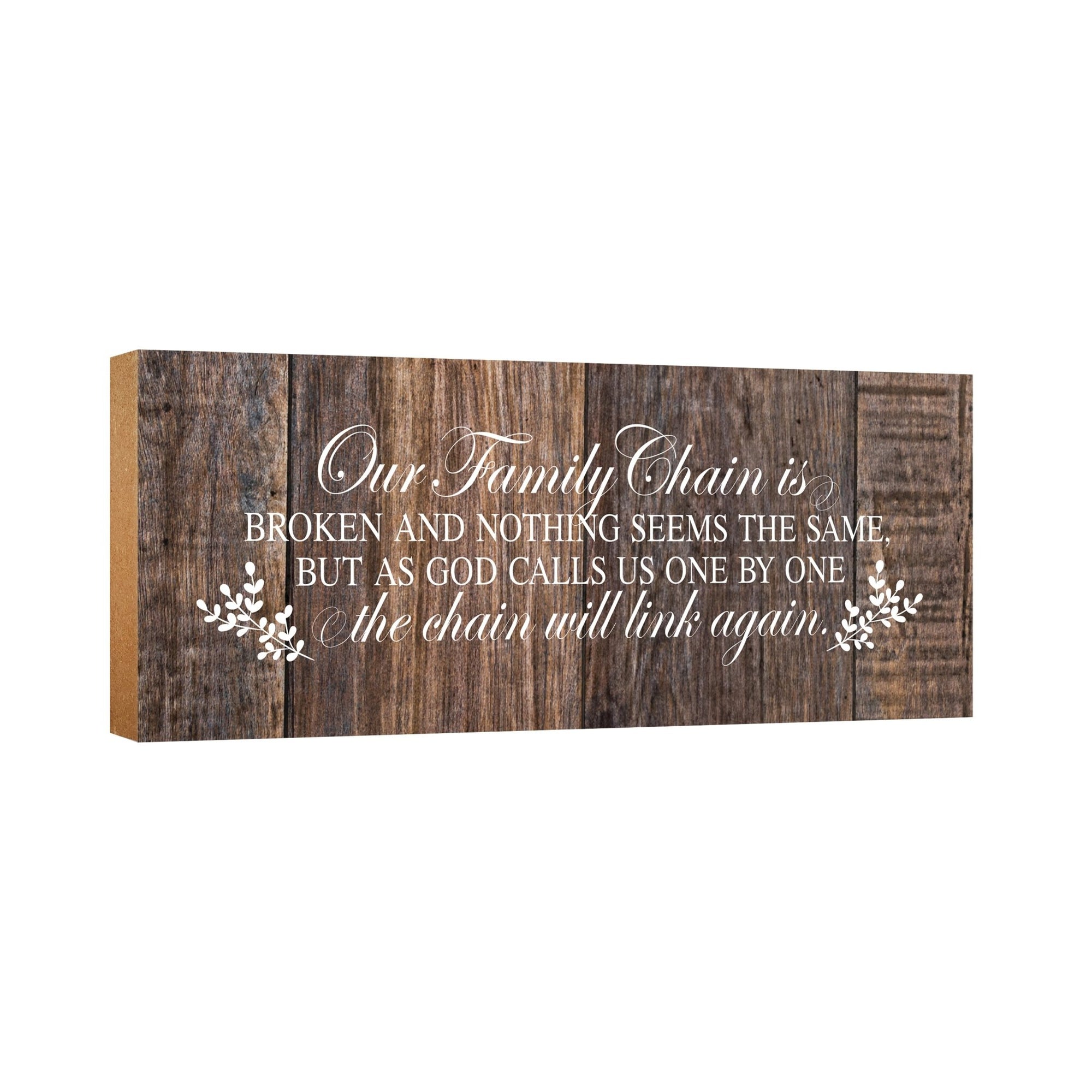 Modern Inspirational Pet Memorial 4x10 inches Wooden Sign (Our Family Chain) Tabletop Plaque Home Decoration Loss of Pet Bereavement Sympathy Keepsake - LifeSong Milestones