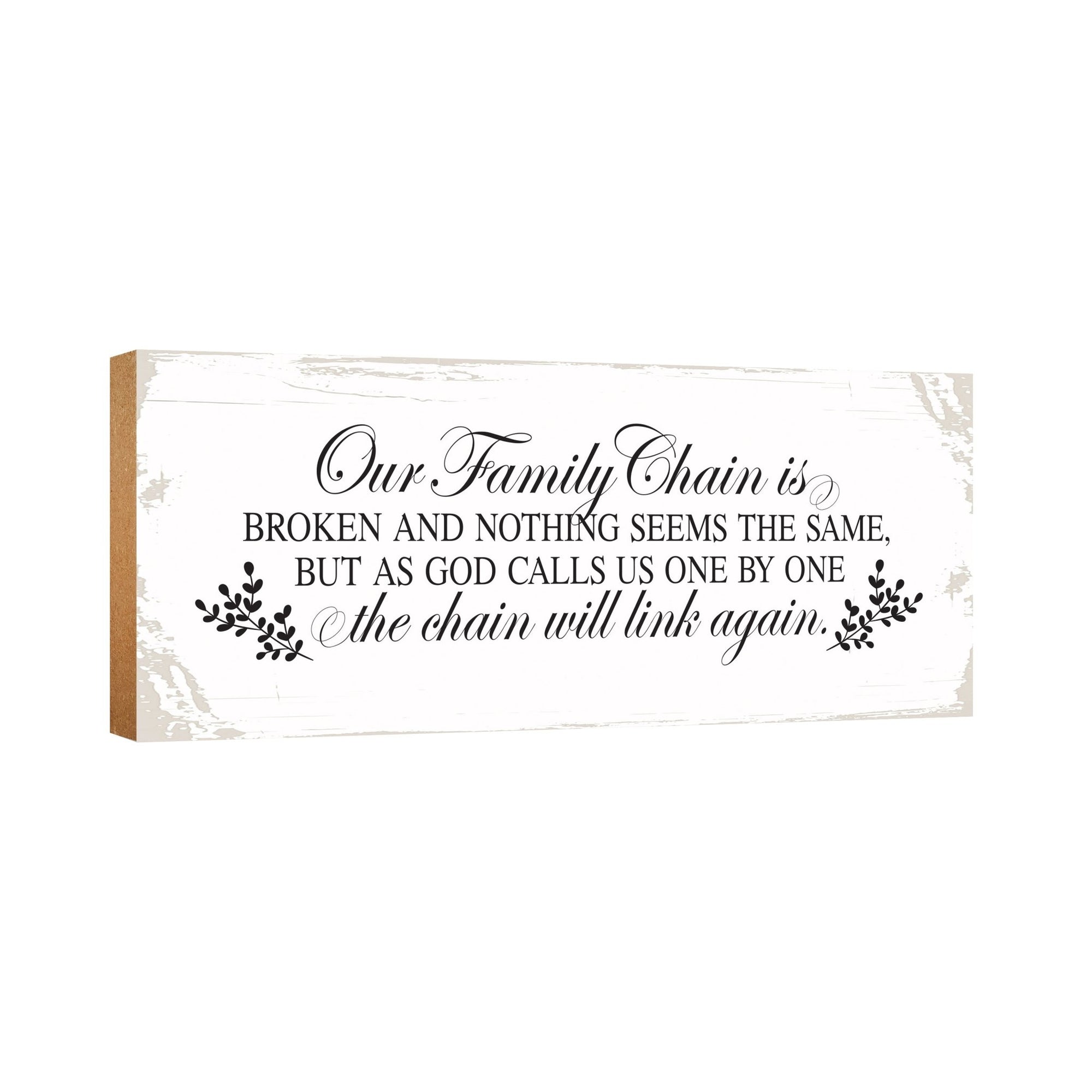 Modern Inspirational Pet Memorial 4x10 inches Wooden Sign (Our Family Chain) Tabletop Plaque Home Decoration Loss of Pet Bereavement Sympathy Keepsake - LifeSong Milestones