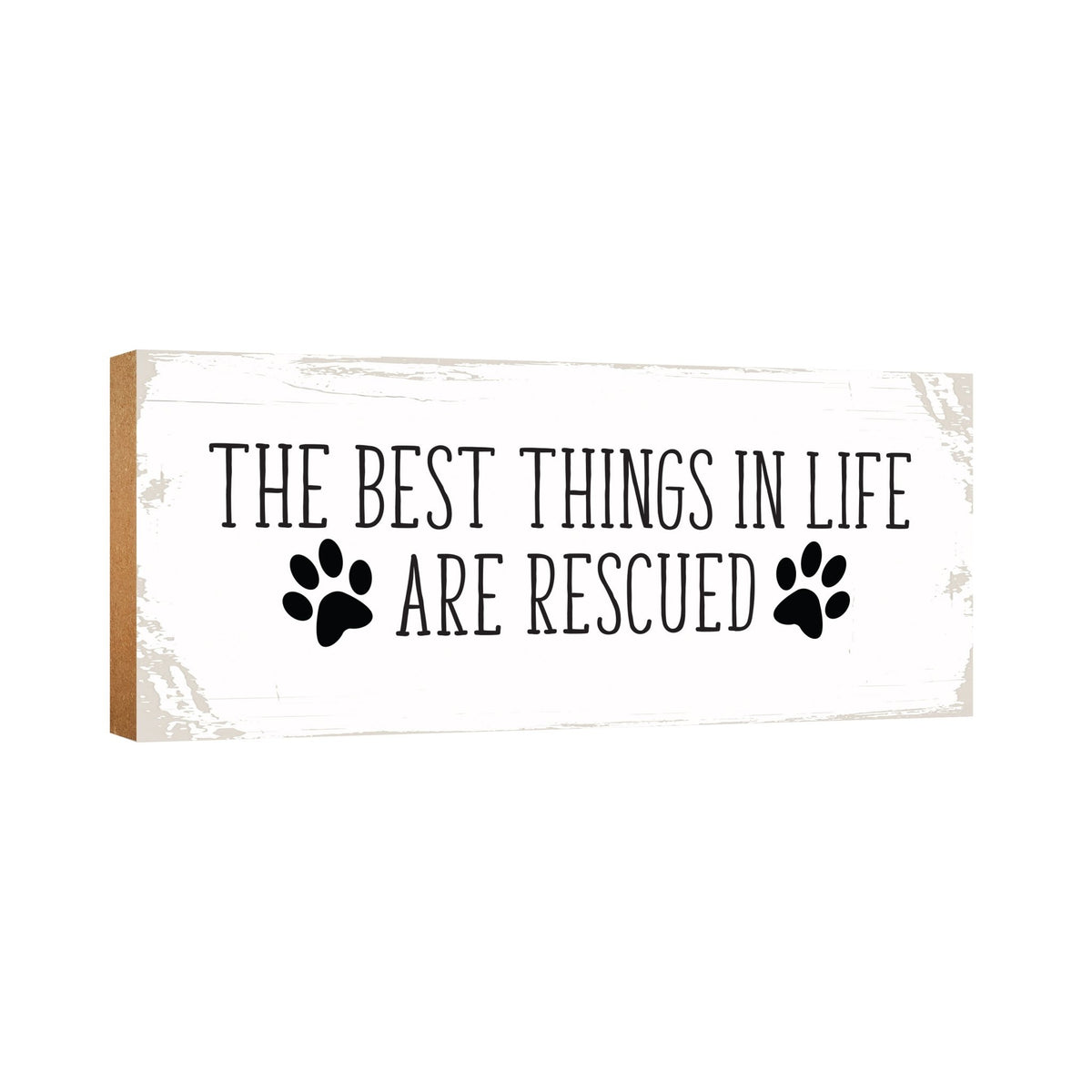 Modern Inspirational Pet Memorial 4x10 inches Wooden Sign (Rescued) Tabletop Plaque Home Decoration Loss of Pet Bereavement Sympathy Keepsake - LifeSong Milestones