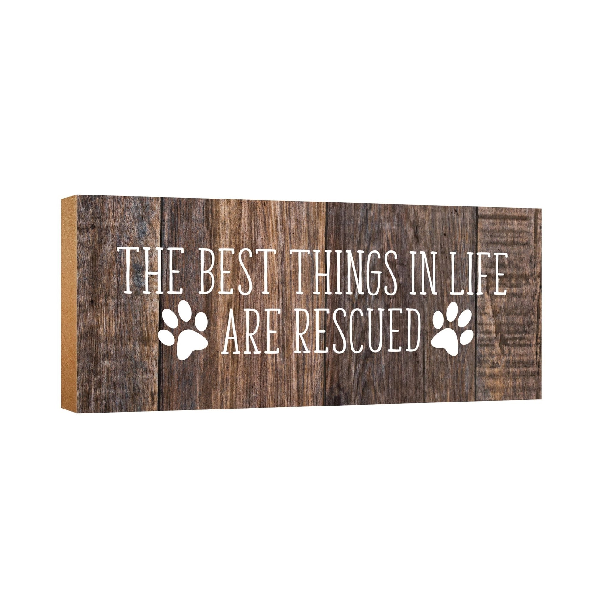 Modern Inspirational Pet Memorial 4x10 inches Wooden Sign (Rescued) Tabletop Plaque Home Decoration Loss of Pet Bereavement Sympathy Keepsake - LifeSong Milestones