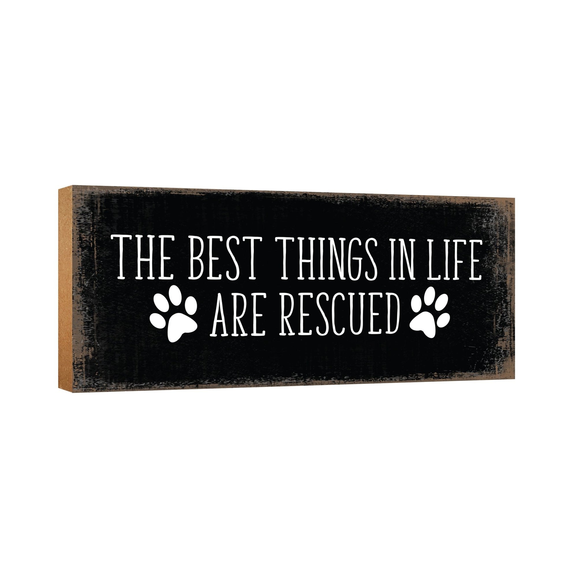 Modern Inspirational Pet Memorial 4x10 inches Wooden Sign (Rescued) Tabletop Plaque Home Decoration Loss of Pet Bereavement Sympathy Keepsake - LifeSong Milestones