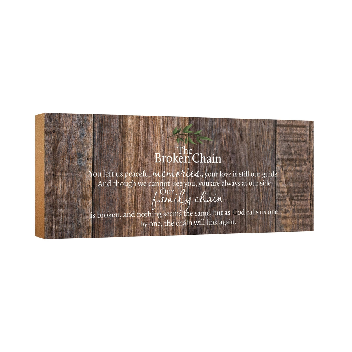 Modern Inspirational Pet Memorial 4x10 inches Wooden Sign (The Broken Chain) Tabletop Plaque Home Decoration Loss of Pet Bereavement Sympathy Keepsake - LifeSong Milestones