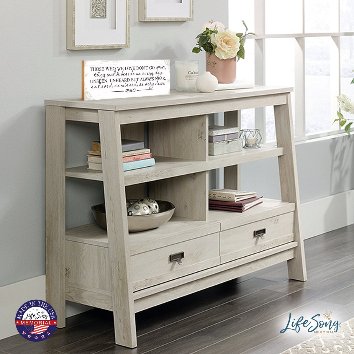 Modern Inspirational Pet Memorial 4x10 inches Wooden Sign (Those Who We Love) Tabletop Plaque Home Decoration Loss of Pet Bereavement Sympathy Keepsake - LifeSong Milestones