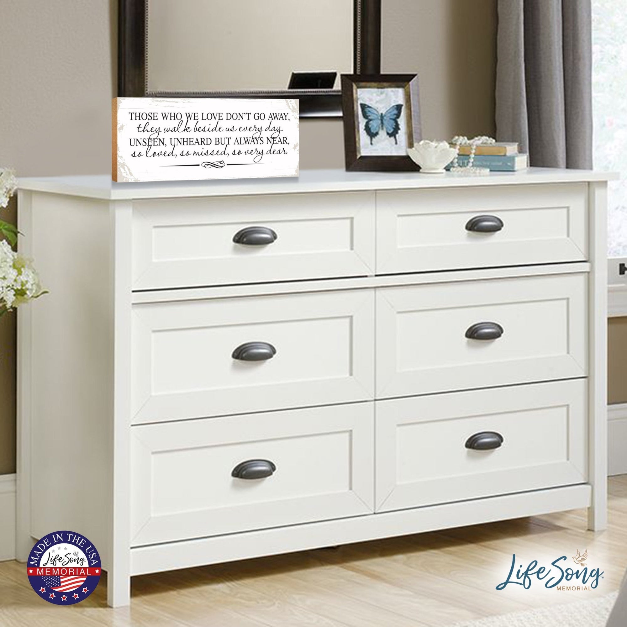 Modern Inspirational Pet Memorial 4x10 inches Wooden Sign (Those Who We Love) Tabletop Plaque Home Decoration Loss of Pet Bereavement Sympathy Keepsake - LifeSong Milestones