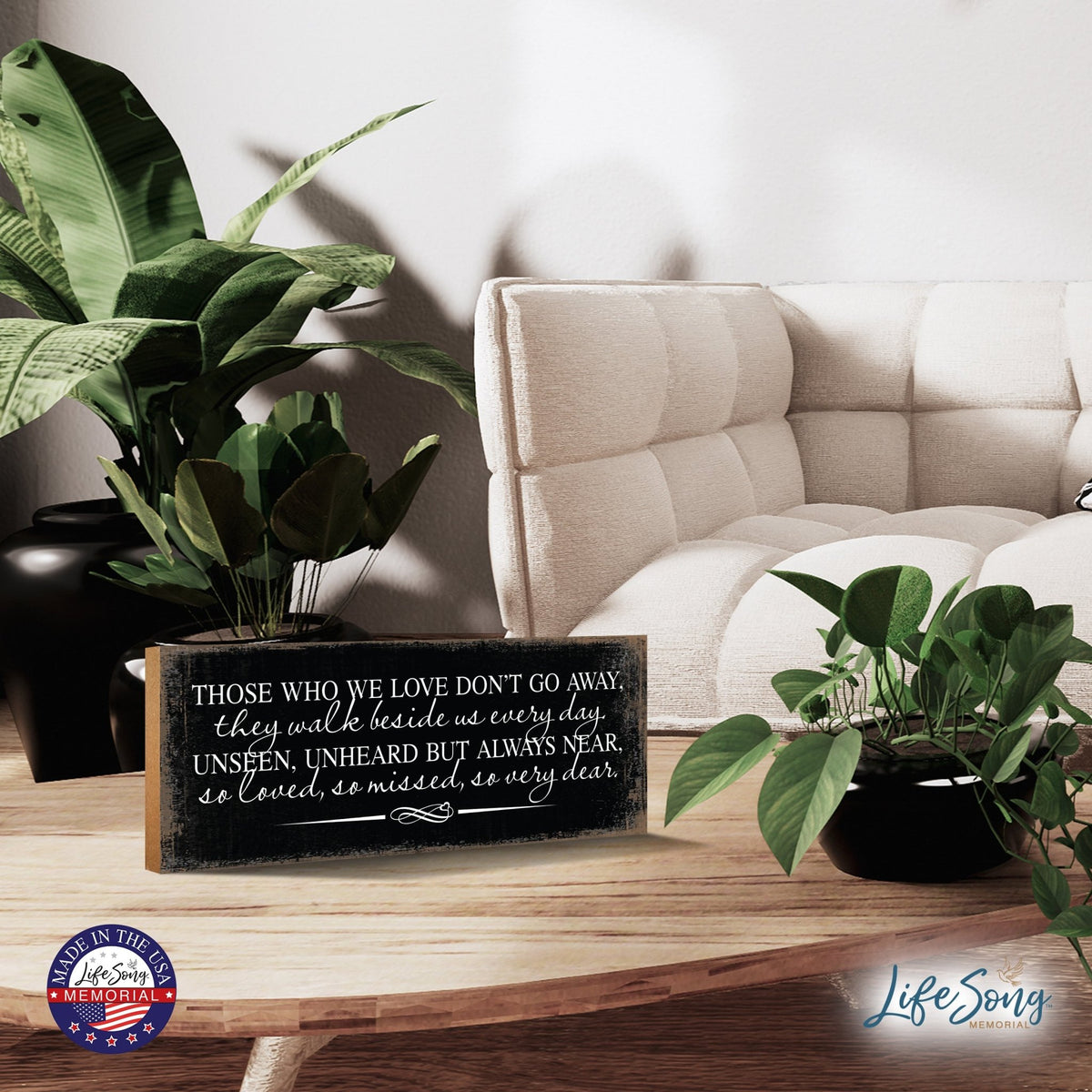 Modern Inspirational Pet Memorial 4x10 inches Wooden Sign (Those Who We Love) Tabletop Plaque Home Decoration Loss of Pet Bereavement Sympathy Keepsake - LifeSong Milestones