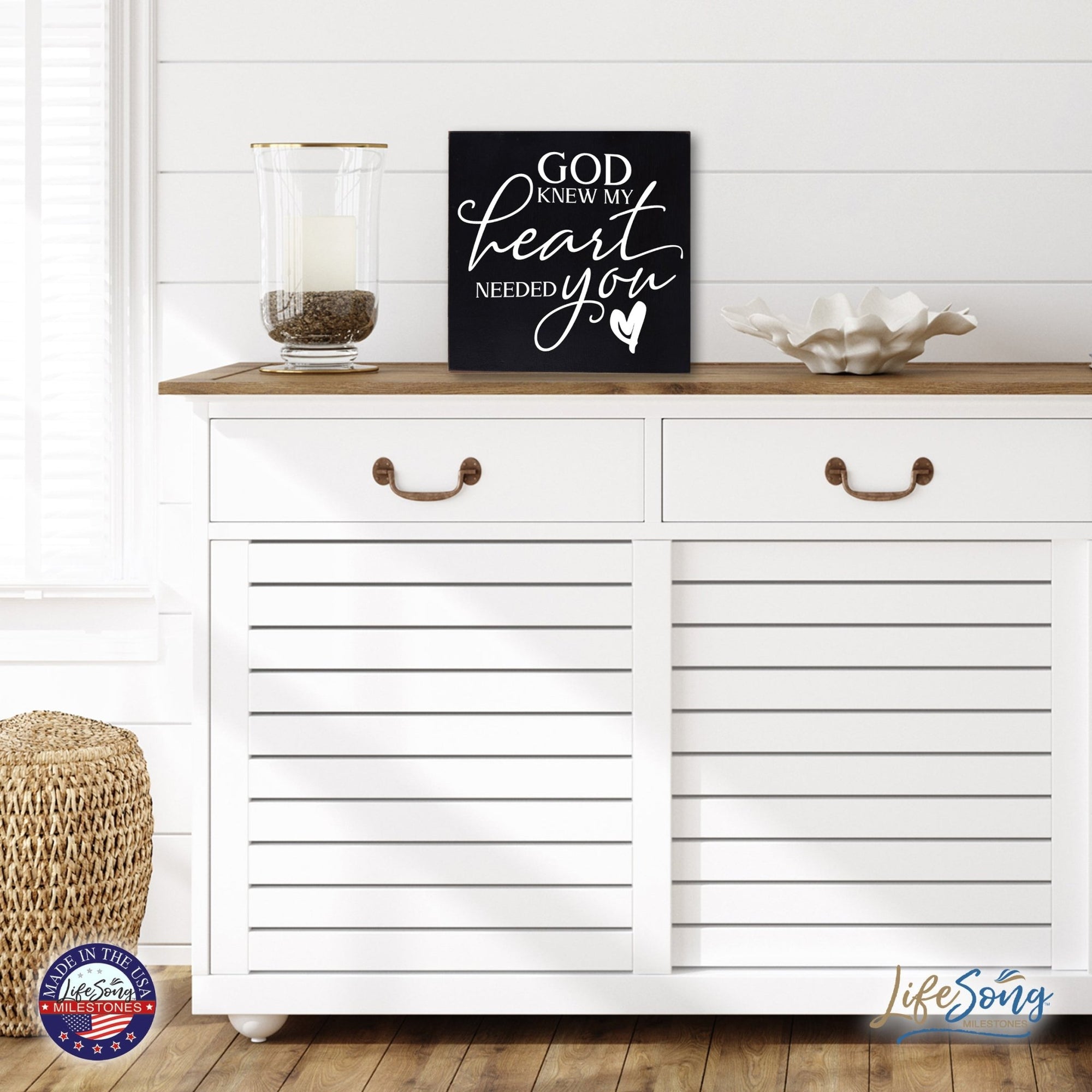 Modern Inspirational Shadow Box for Everyday Home Decorations 6x6 - God Knew My Heart (Script) - LifeSong Milestones