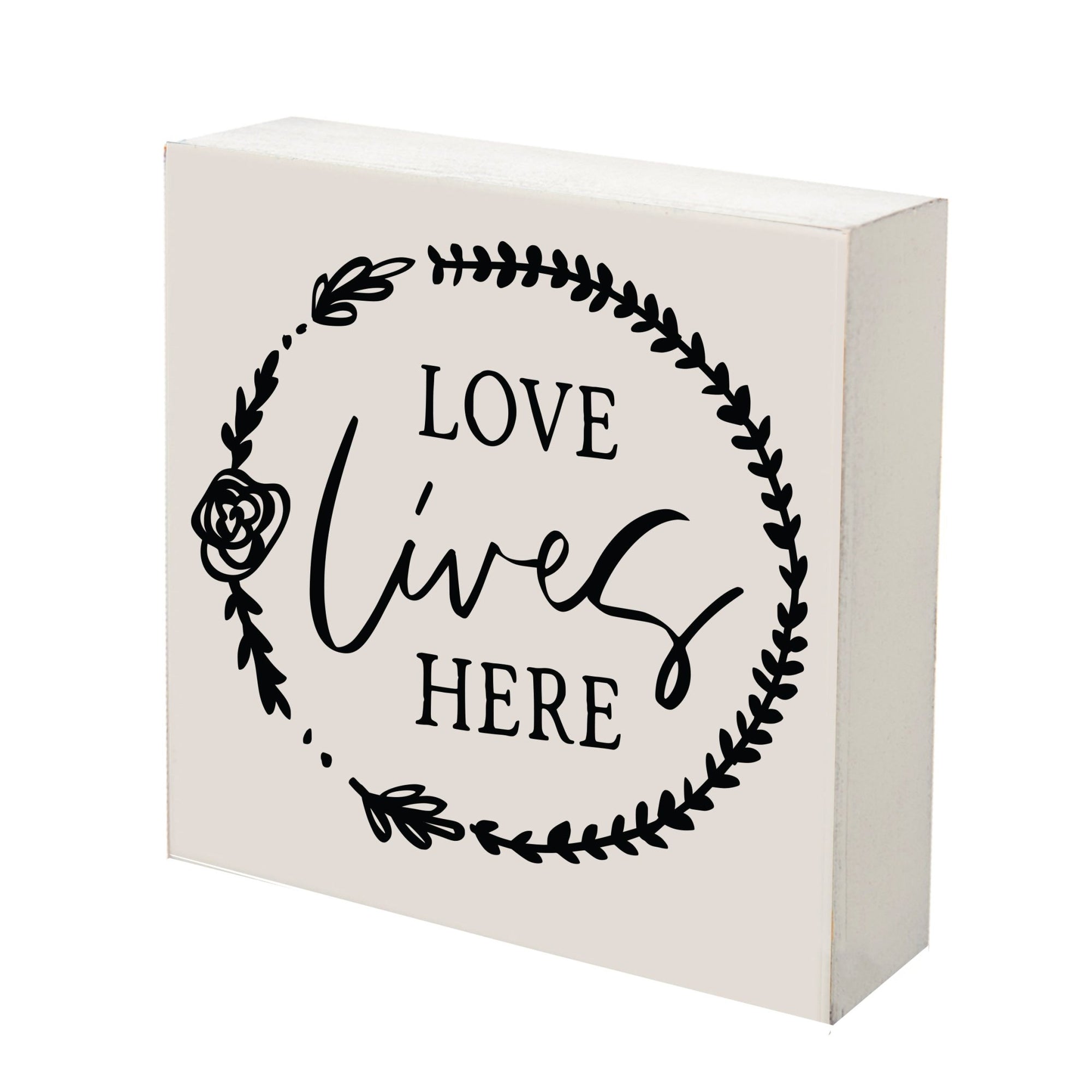 Modern Inspirational Shadow Box for Everyday Home Decorations 6x6 - Love Lives Here - LifeSong Milestones