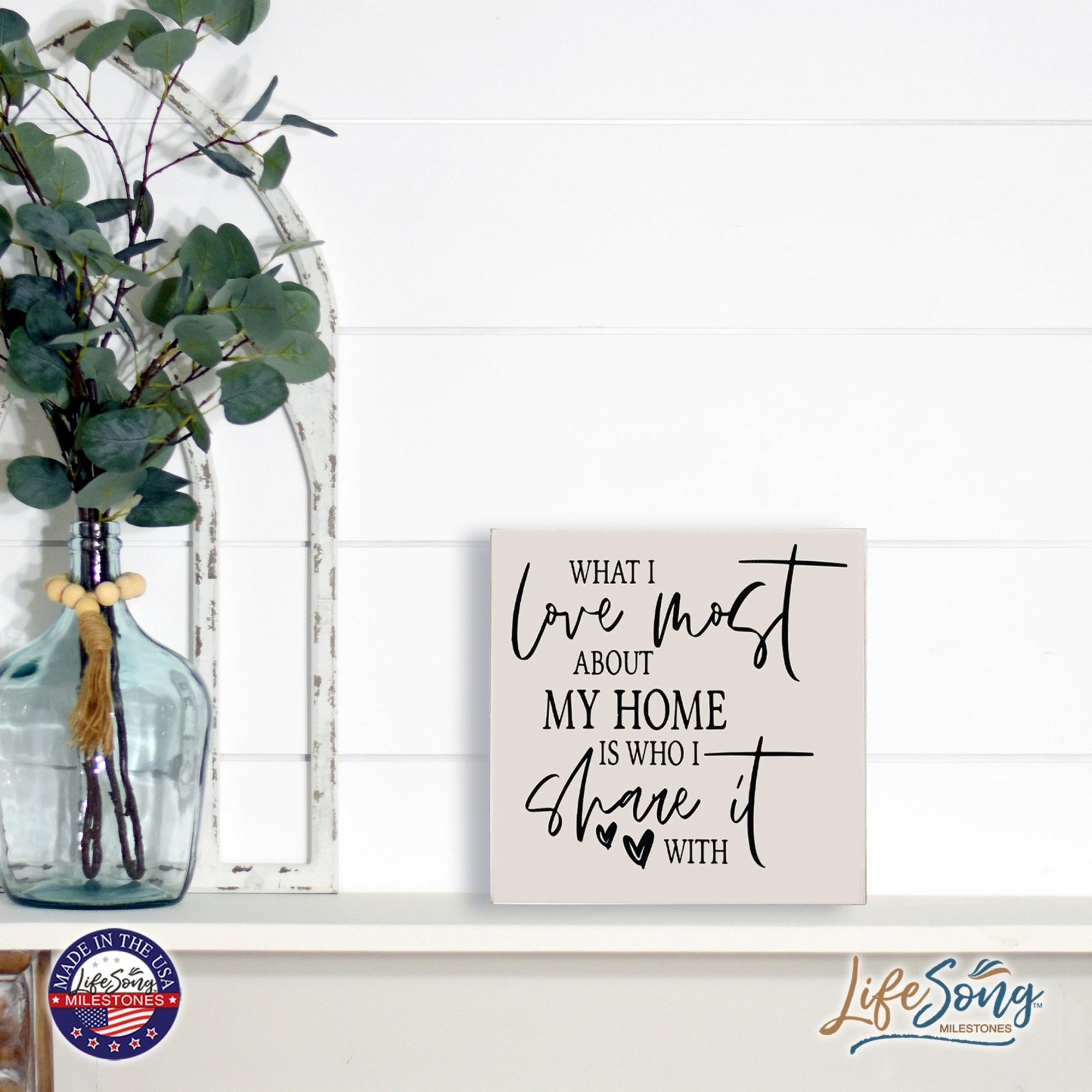 Modern Inspirational Shadow Box for Everyday Home Decorations 6x6 - What I Love The Most (Script) - LifeSong Milestones