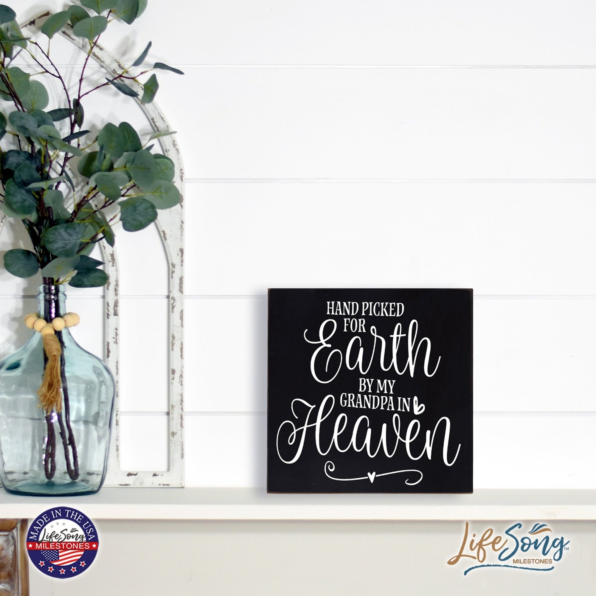 Modern Inspirational Shadow Box for Everyday Home Decorations For Grandmas 6x6 - Hand Picked For Earth - LifeSong Milestones