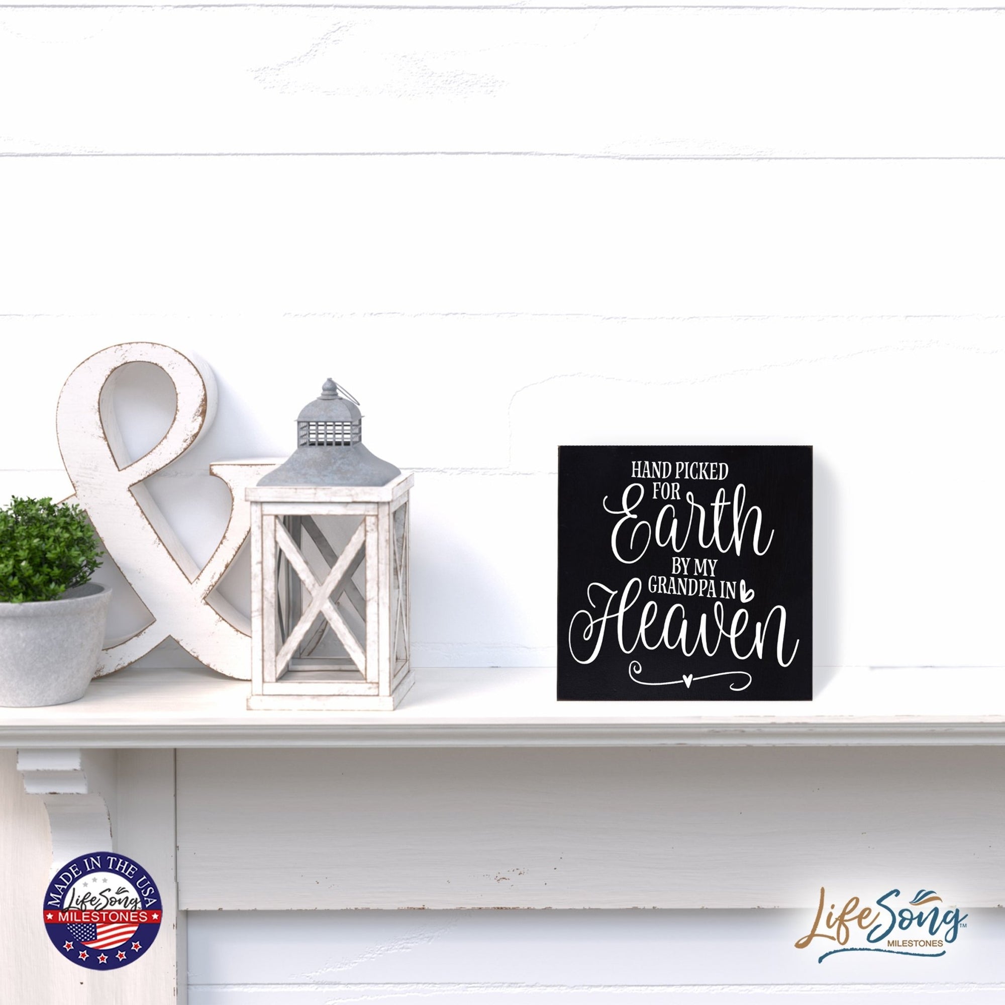Modern Inspirational Shadow Box for Everyday Home Decorations For Grandmas 6x6 - Hand Picked For Earth - LifeSong Milestones