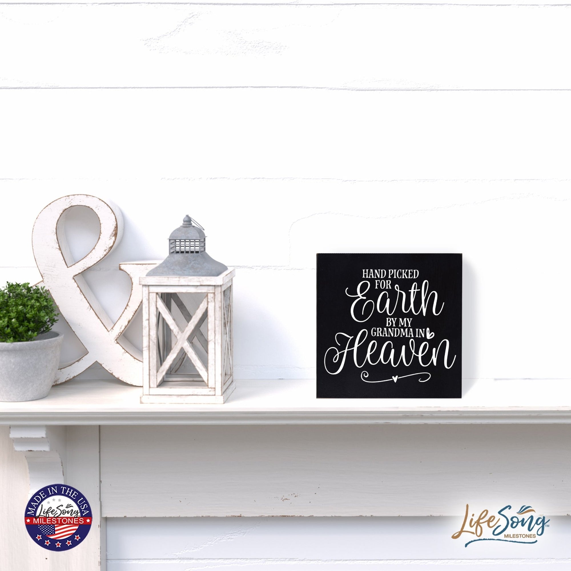 Modern Inspirational Shadow Box for Everyday Home Decorations For Grandpas 6x6 - Hand Picked For Earth - LifeSong Milestones