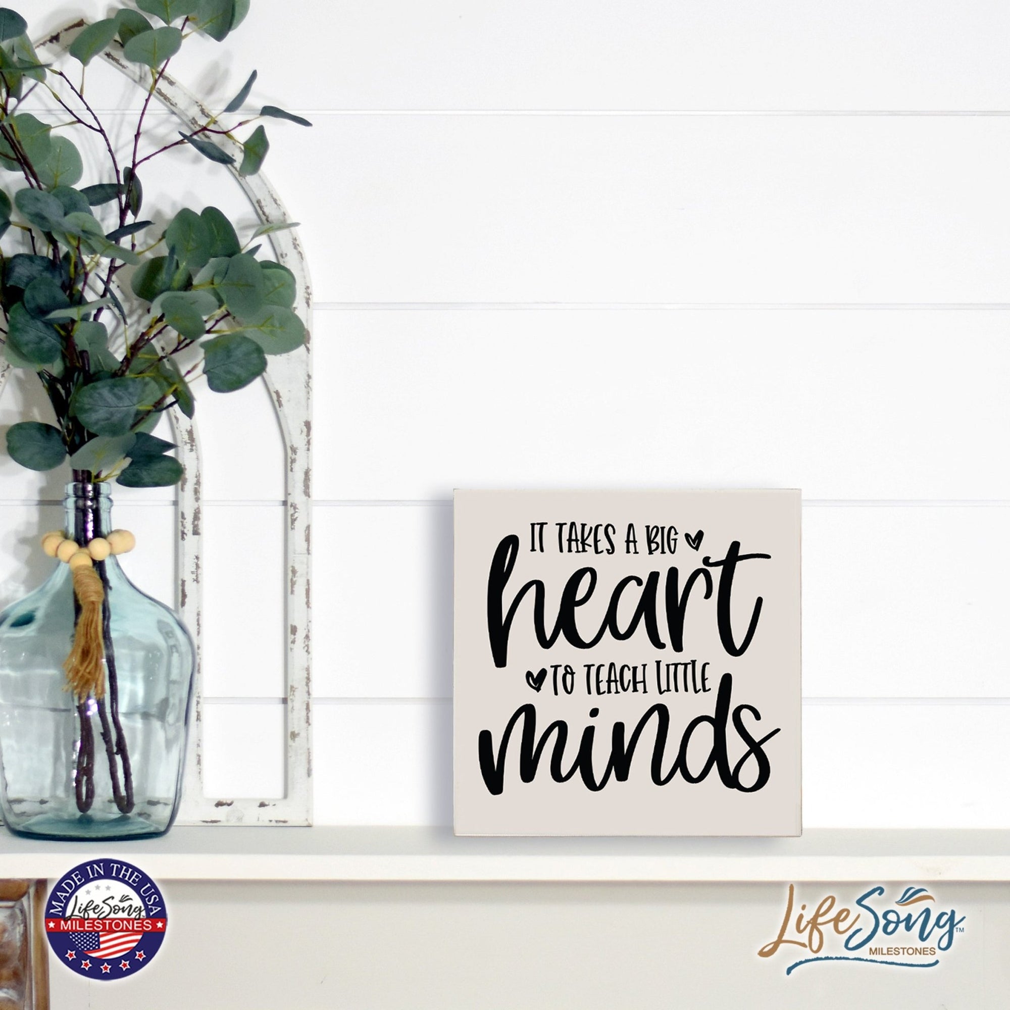 Modern Inspirational Shadow Box for Everyday Home Decorations For Mothers 6x6 - It Takes A Big Heart - LifeSong Milestones