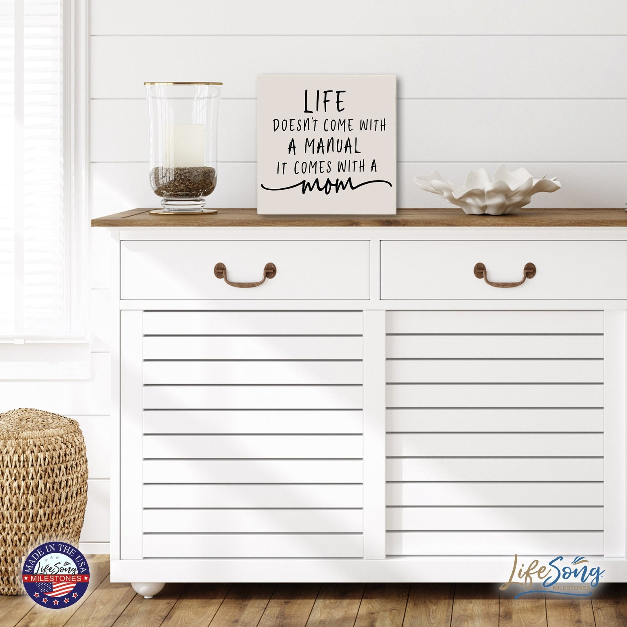 Modern Inspirational Shadow Box for Everyday Home Decorations For Mothers 6x6 - Life Doesn’t Come With - LifeSong Milestones