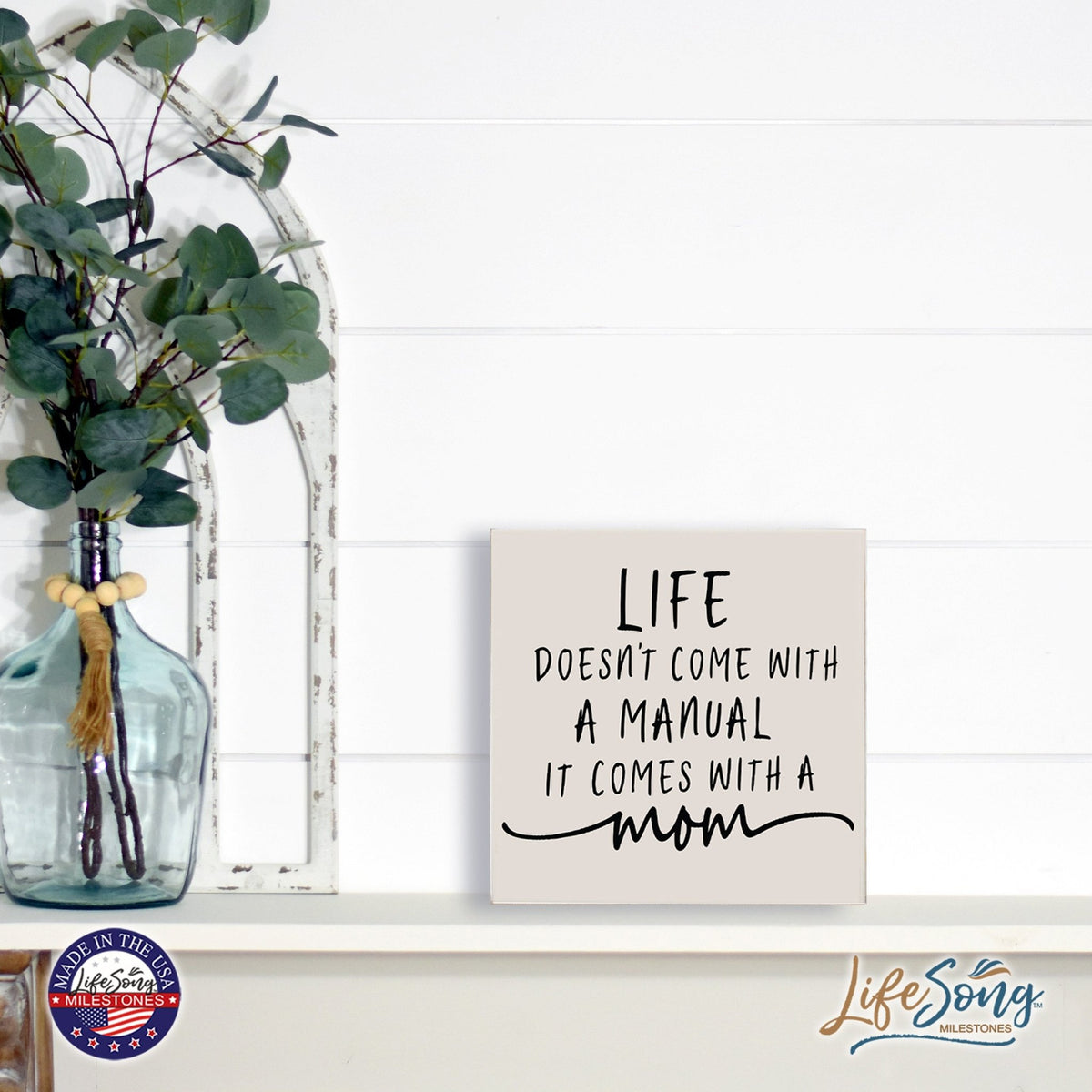 Modern Inspirational Shadow Box for Everyday Home Decorations For Mothers 6x6 - Life Doesn’t Come With - LifeSong Milestones