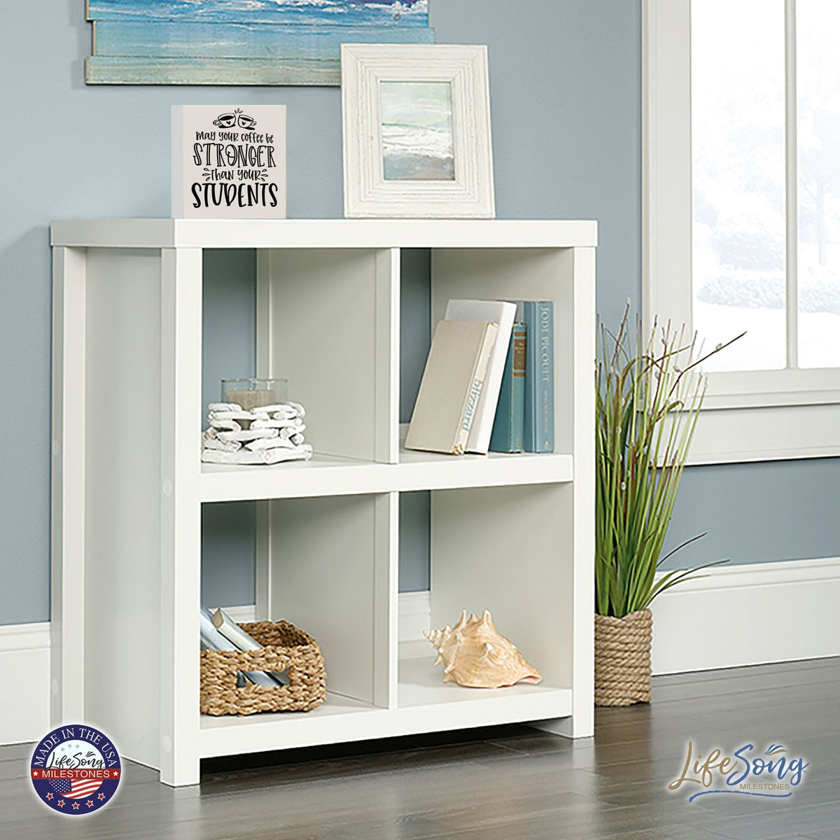 Modern Inspirational Shadow Box for Everyday Home Decorations For Teachers 6x6 - May Your Coffee Be Stronger - LifeSong Milestones