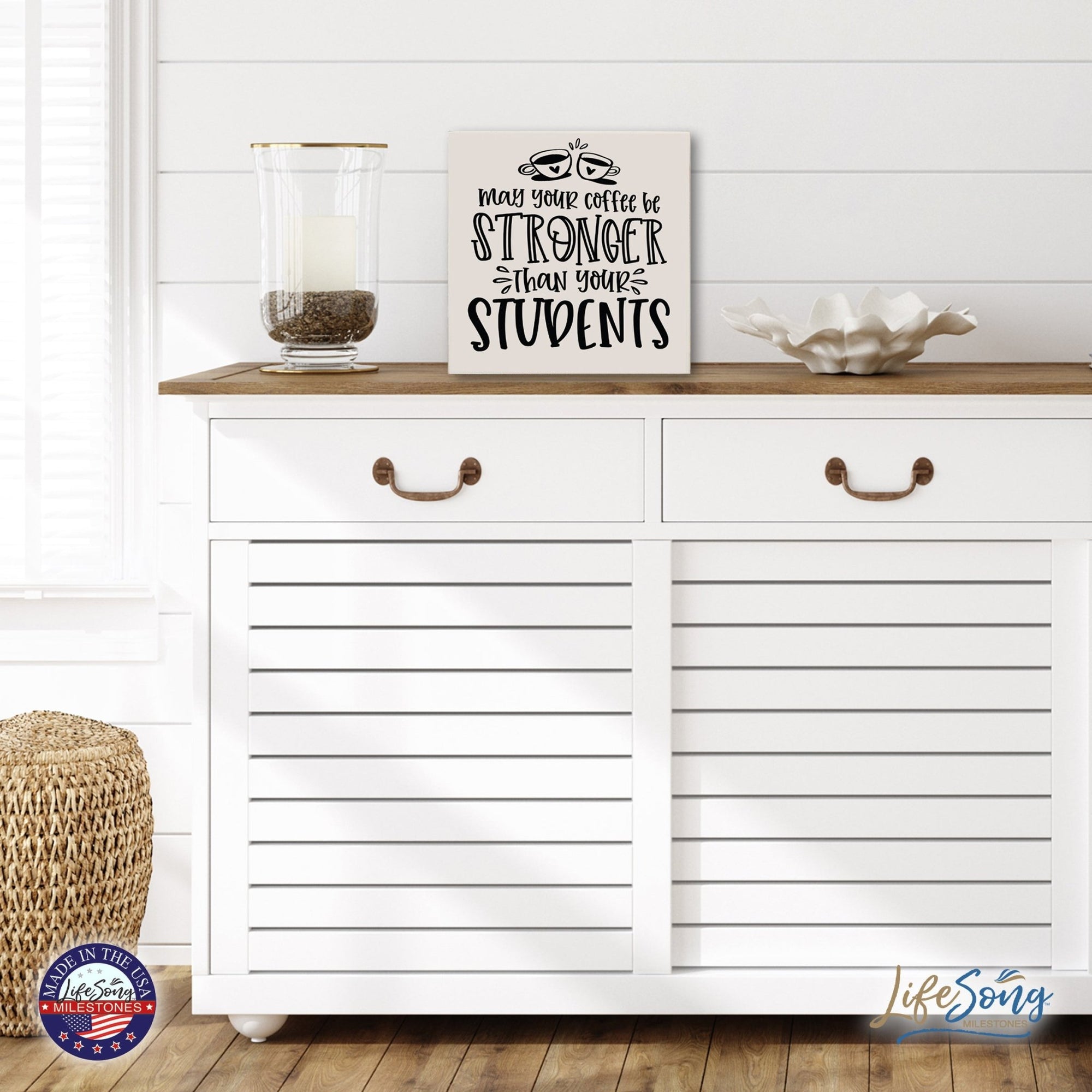 Modern Inspirational Shadow Box for Everyday Home Decorations For Teachers 6x6 - May Your Coffee Be Stronger - LifeSong Milestones