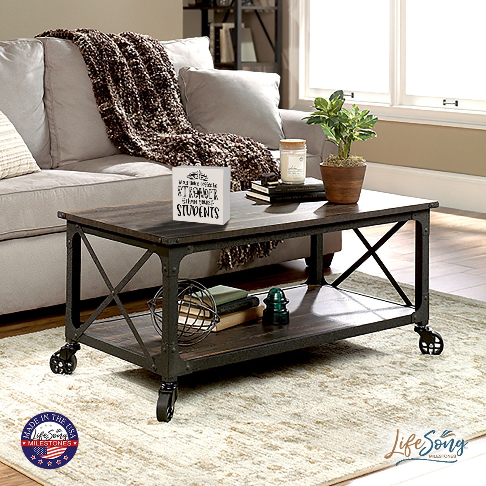 Modern Inspirational Shadow Box for Everyday Home Decorations For Teachers 6x6 - May Your Coffee Be Stronger - LifeSong Milestones