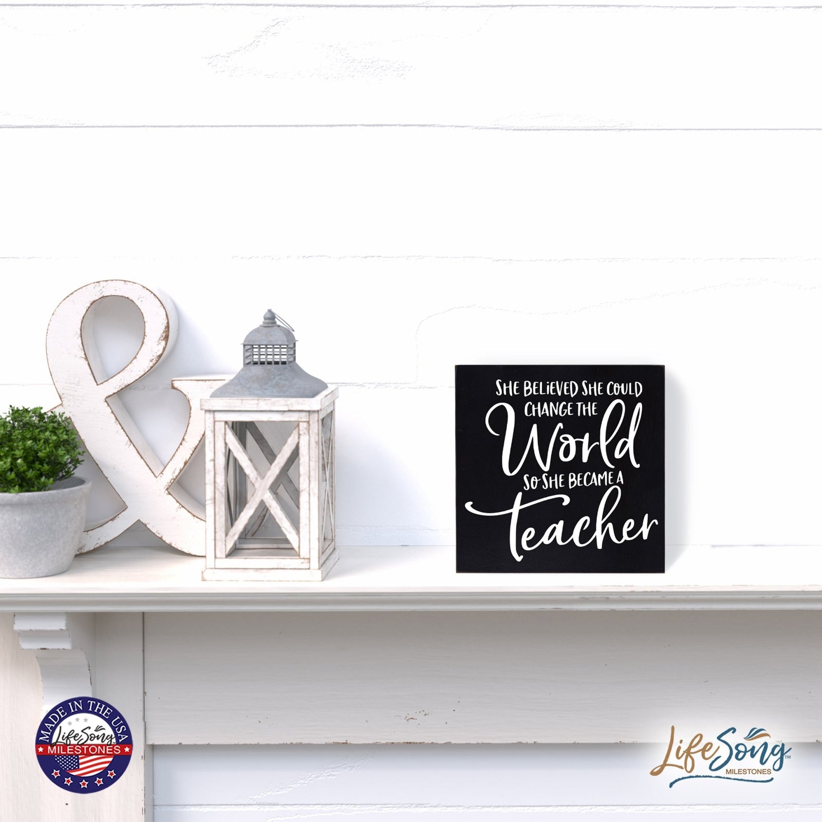 Modern Inspirational Shadow Box for Everyday Home Decorations For Teachers 6x6 - She Believed She Could Change - LifeSong Milestones