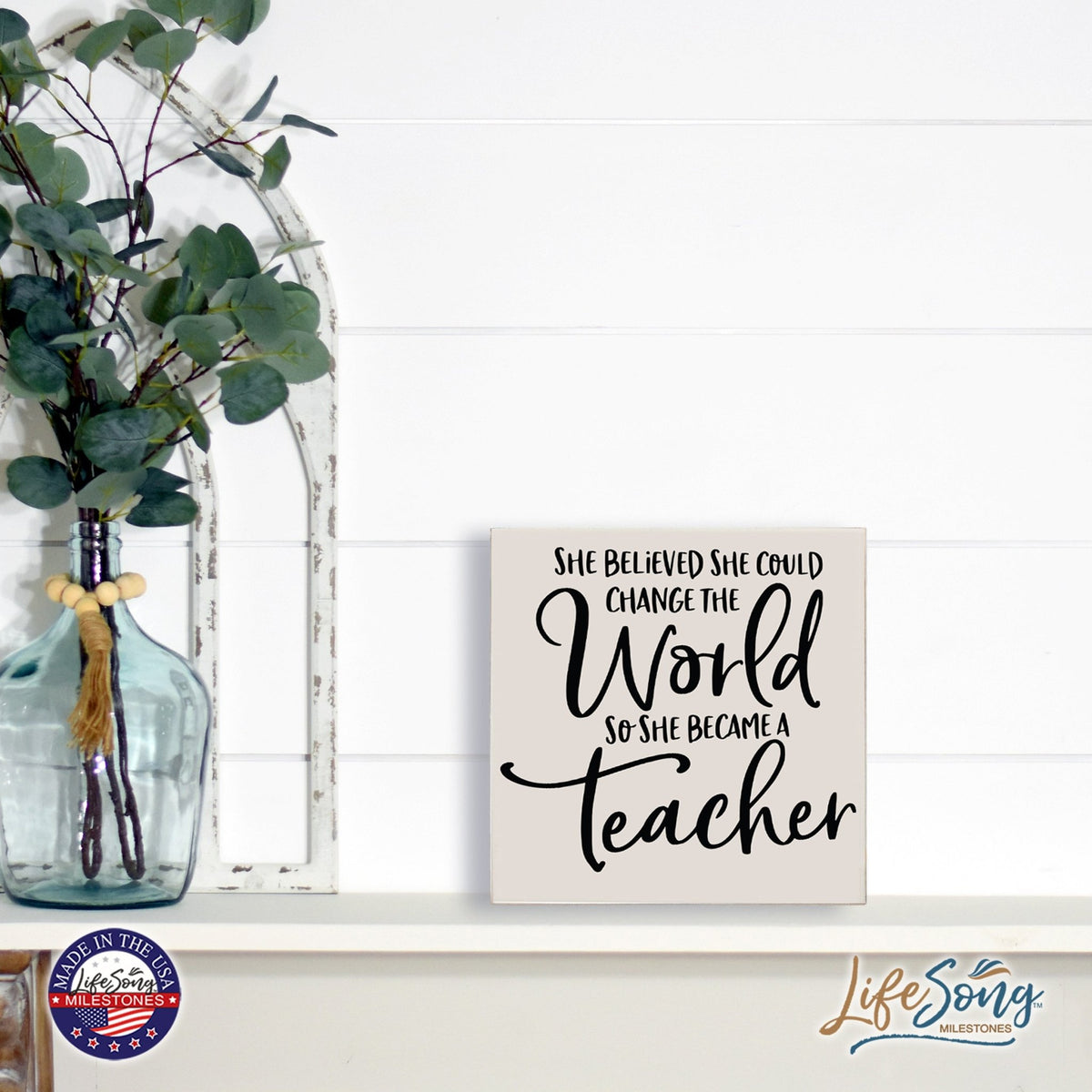 Modern Inspirational Shadow Box for Everyday Home Decorations For Teachers 6x6 - She Believed She Could Change - LifeSong Milestones