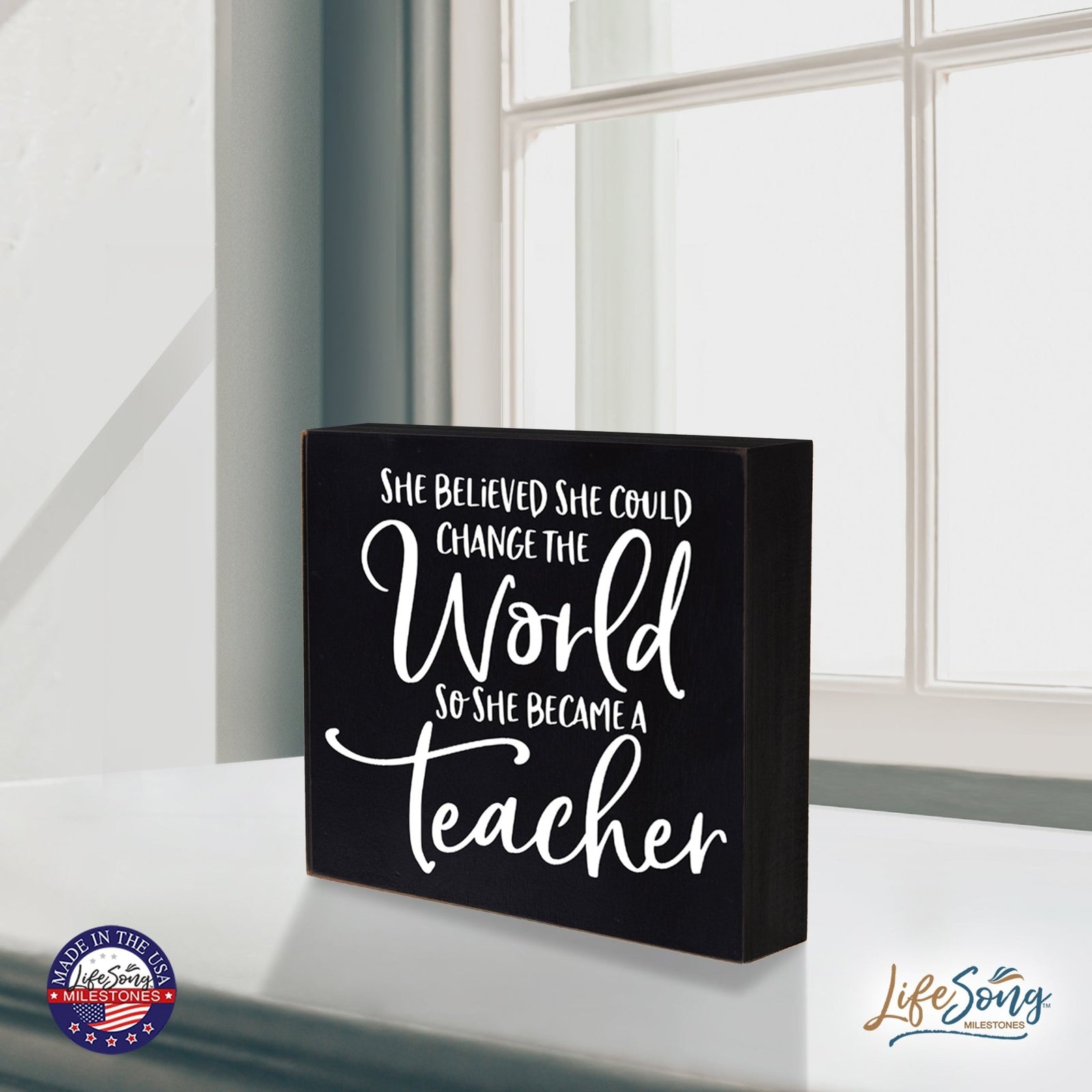 Modern Inspirational Shadow Box for Everyday Home Decorations For Teachers 6x6 - She Believed She Could Change - LifeSong Milestones