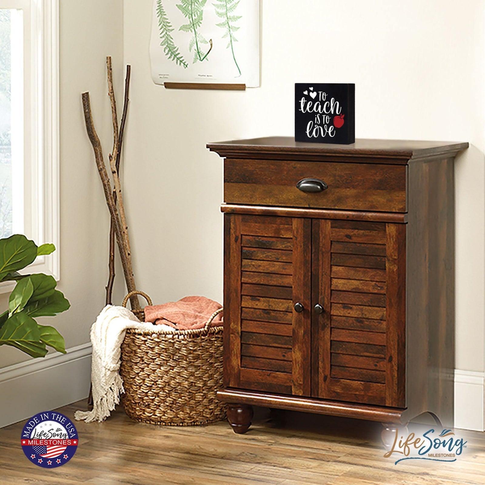 Modern Inspirational Shadow Box for Everyday Home Decorations For Teachers 6x6 - To Teach Is To Love (Apple) - LifeSong Milestones