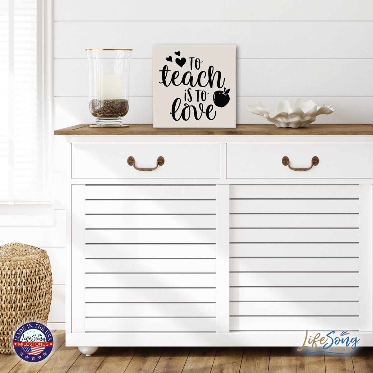 Modern Inspirational Shadow Box for Everyday Home Decorations For Teachers 6x6 - To Teach Is To Love (Heart) - LifeSong Milestones