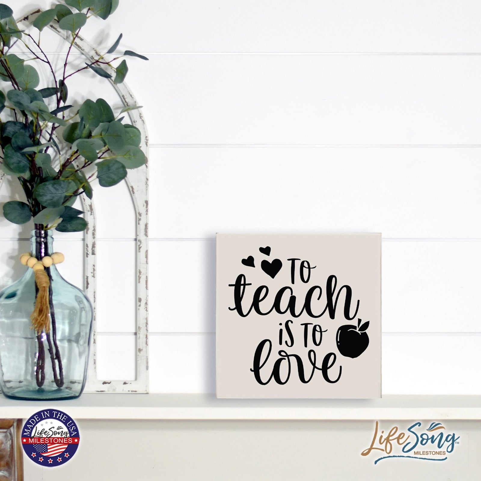 Modern Inspirational Shadow Box for Everyday Home Decorations For Teachers 6x6 - To Teach Is To Love (Heart) - LifeSong Milestones
