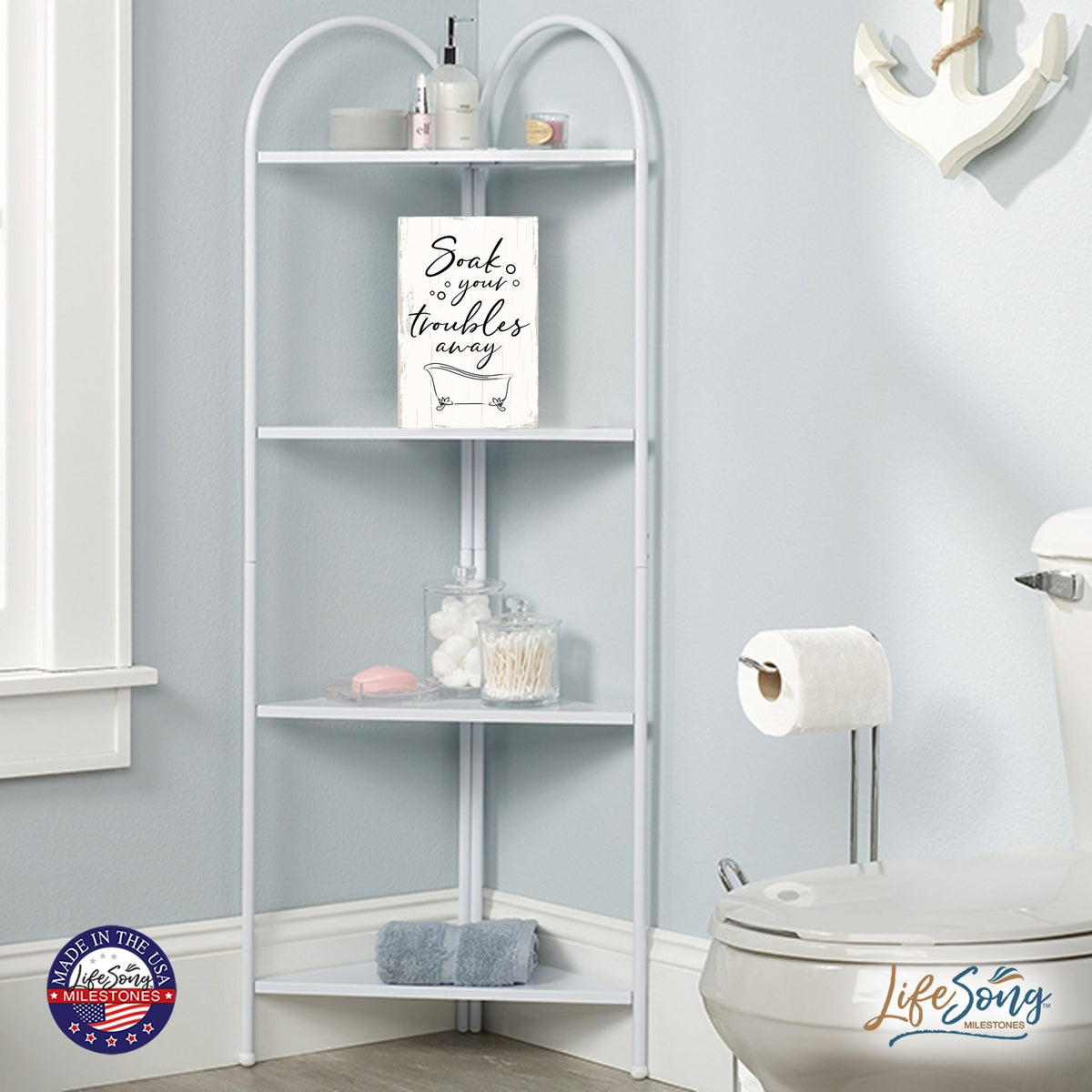 Modern Inspirational Soak Your Troubles Wooden Sign for Bathroom And Kitchen Decoration 5.5x8in - LifeSong Milestones