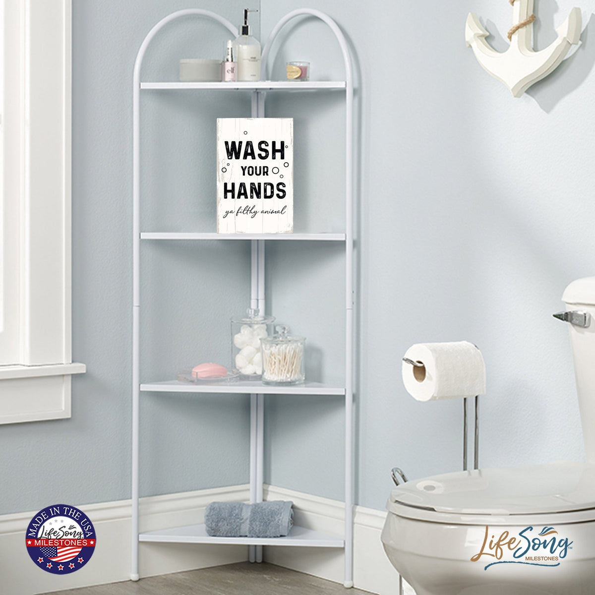 Modern Inspirational Wash Your Hands Wooden Sign for Bathroom And Kitchen Decoration 5.5x8in - LifeSong Milestones