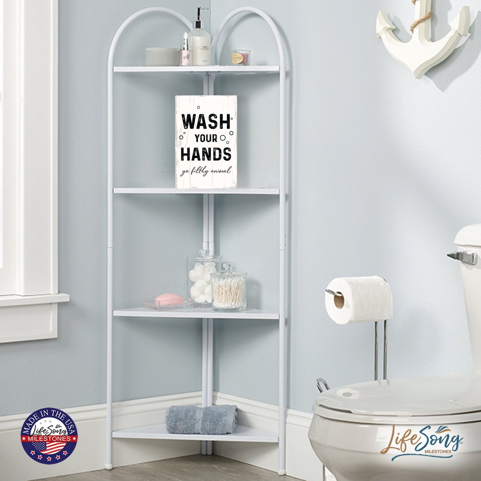 Modern Inspirational Wash Your Hands Wooden Sign for Bathroom And Kitchen Decoration 5.5x8in - LifeSong Milestones