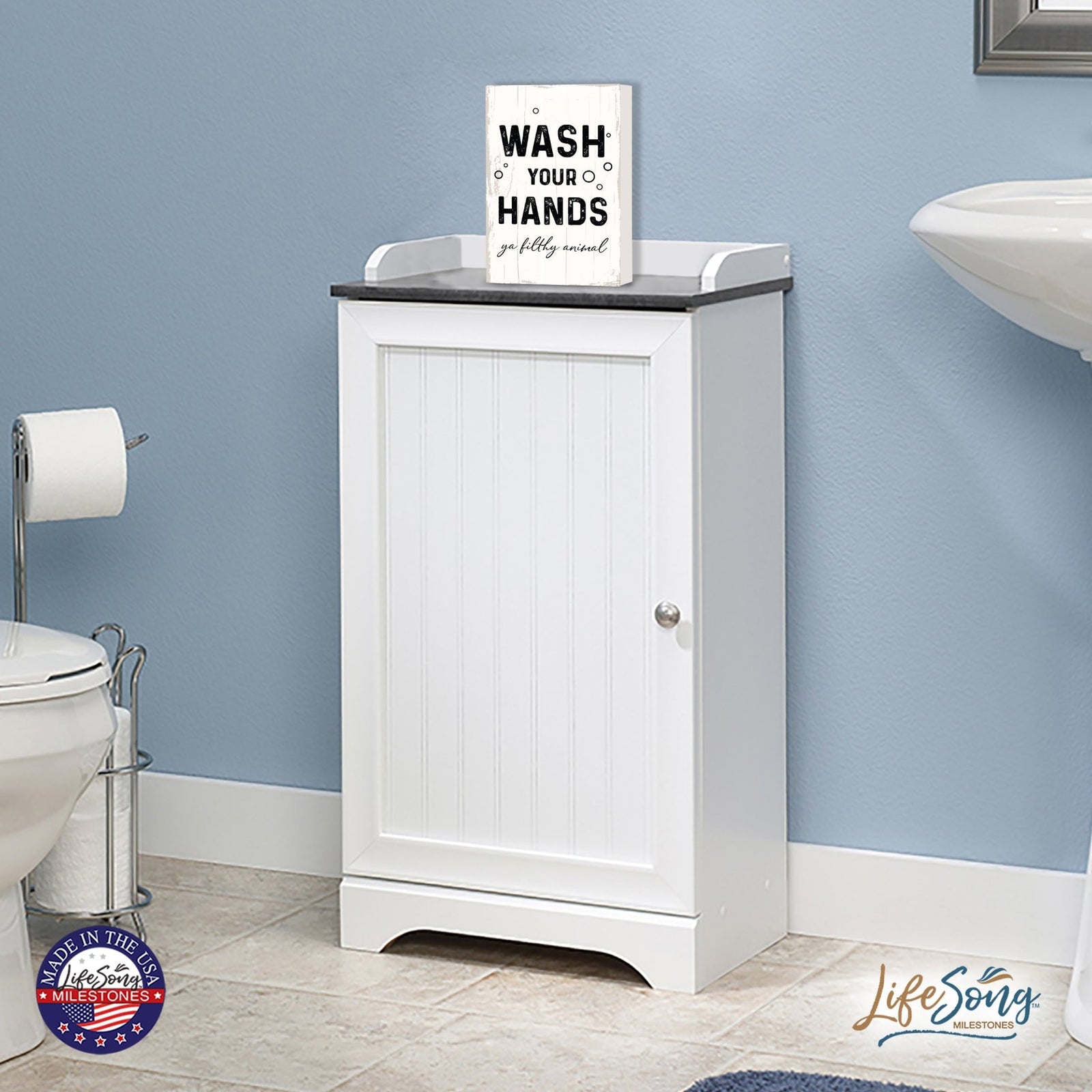 Modern Inspirational Wash Your Hands Wooden Sign for Bathroom And Kitchen Decoration 5.5x8in - LifeSong Milestones