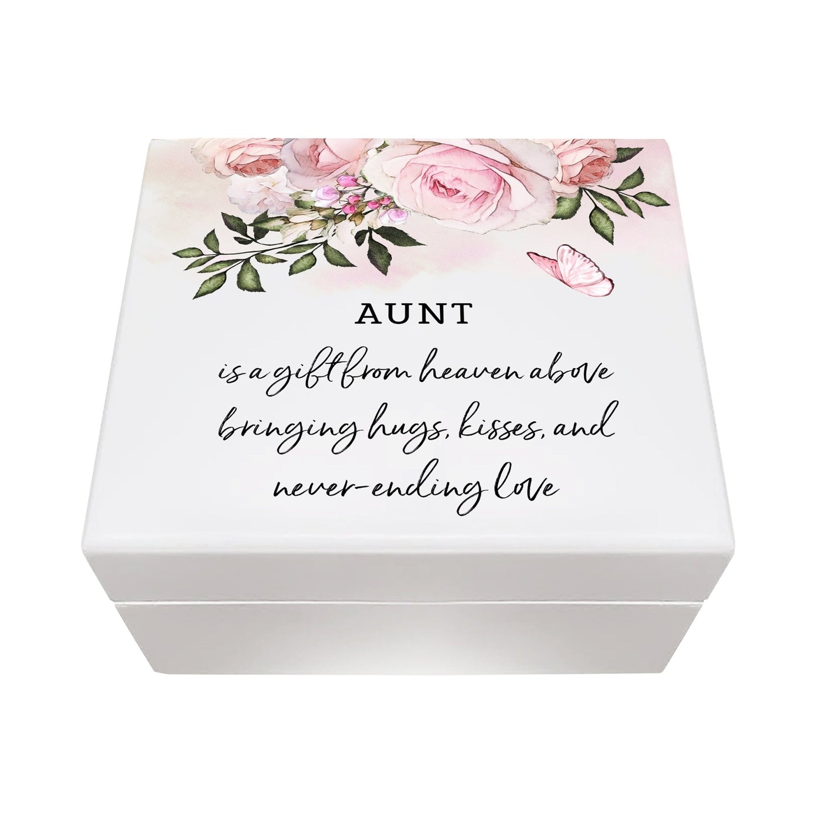 Modern Inspirational White Jewelry Keepsake Box for Aunt 6x5.5in - A Gift From Heaven - LifeSong Milestones